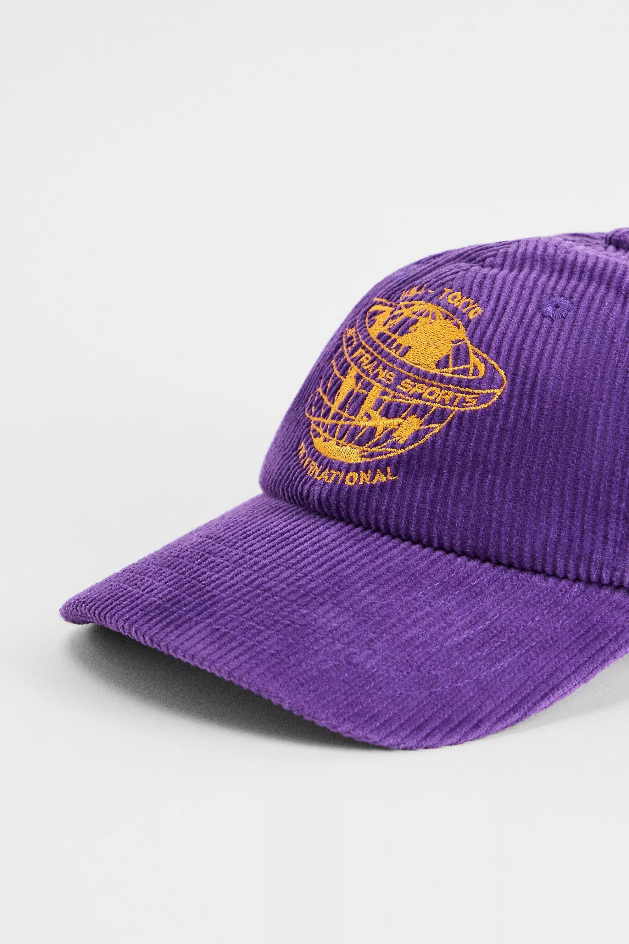 Purple Iets Frans... Globe Corduroy Cap, PURP, large image number 2