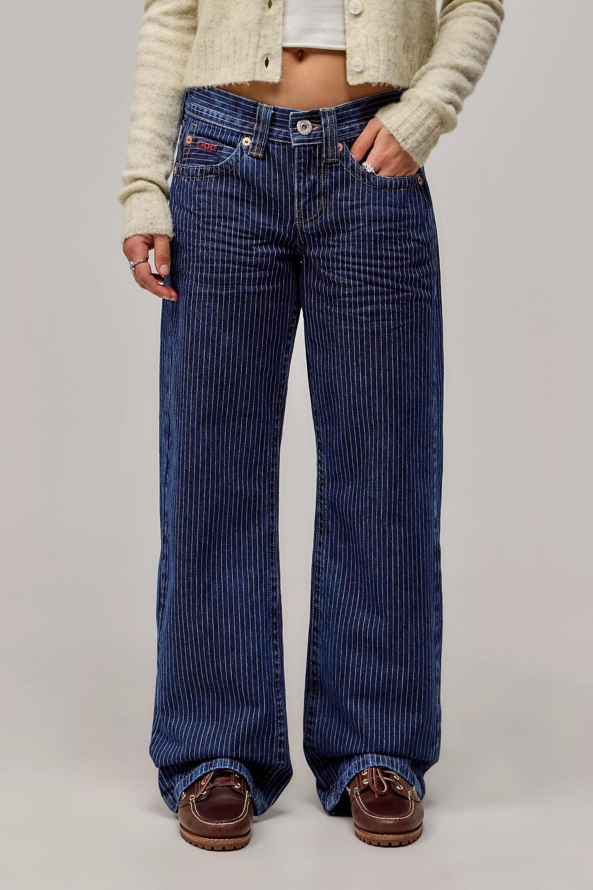Blue Bdg Kayla Low Rider Pinstripe Jeans, , large image number 0
