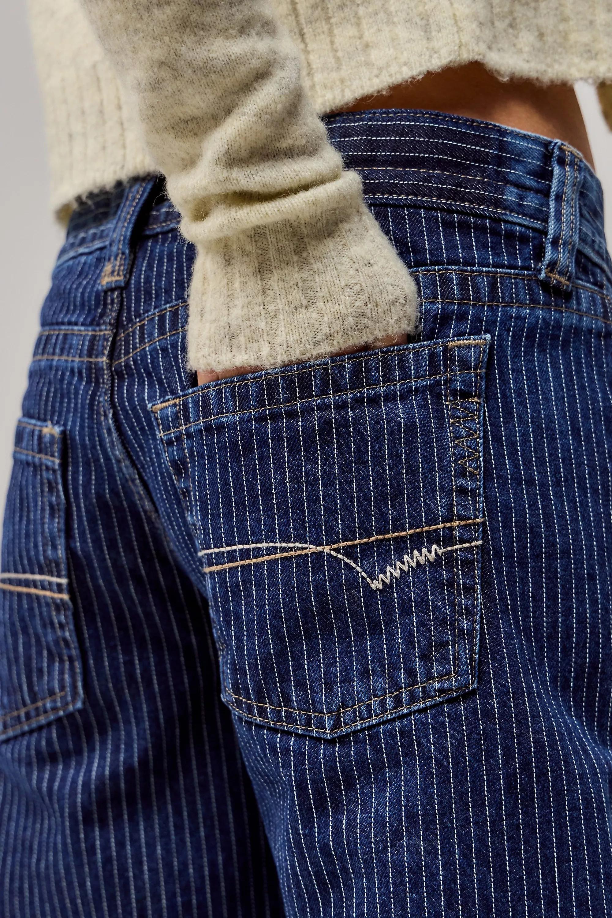 Blue Bdg Kayla Low Rider Pinstripe Jeans, , large image number 2