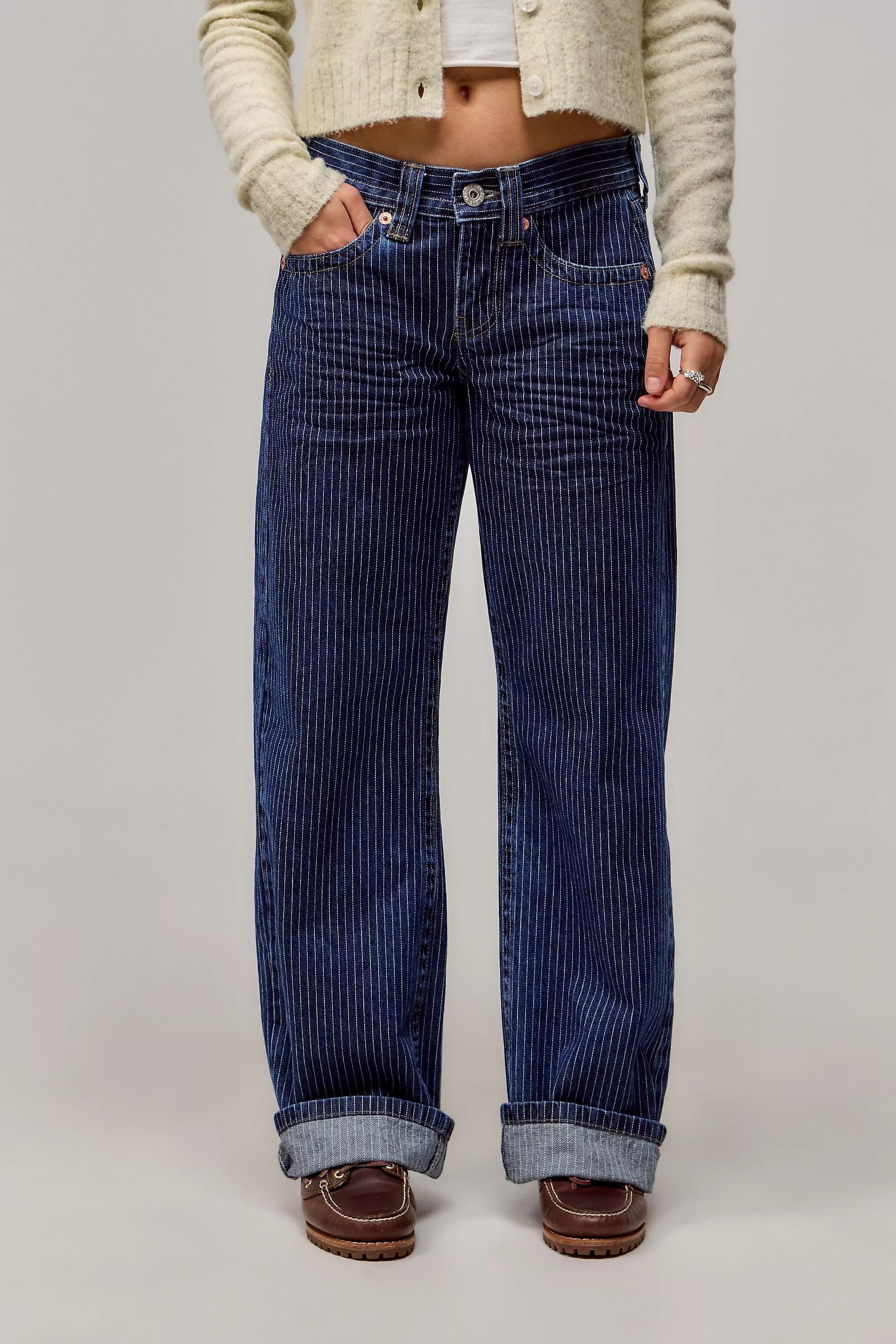 Blue Bdg Kayla Low Rider Pinstripe Jeans, , large image number 4