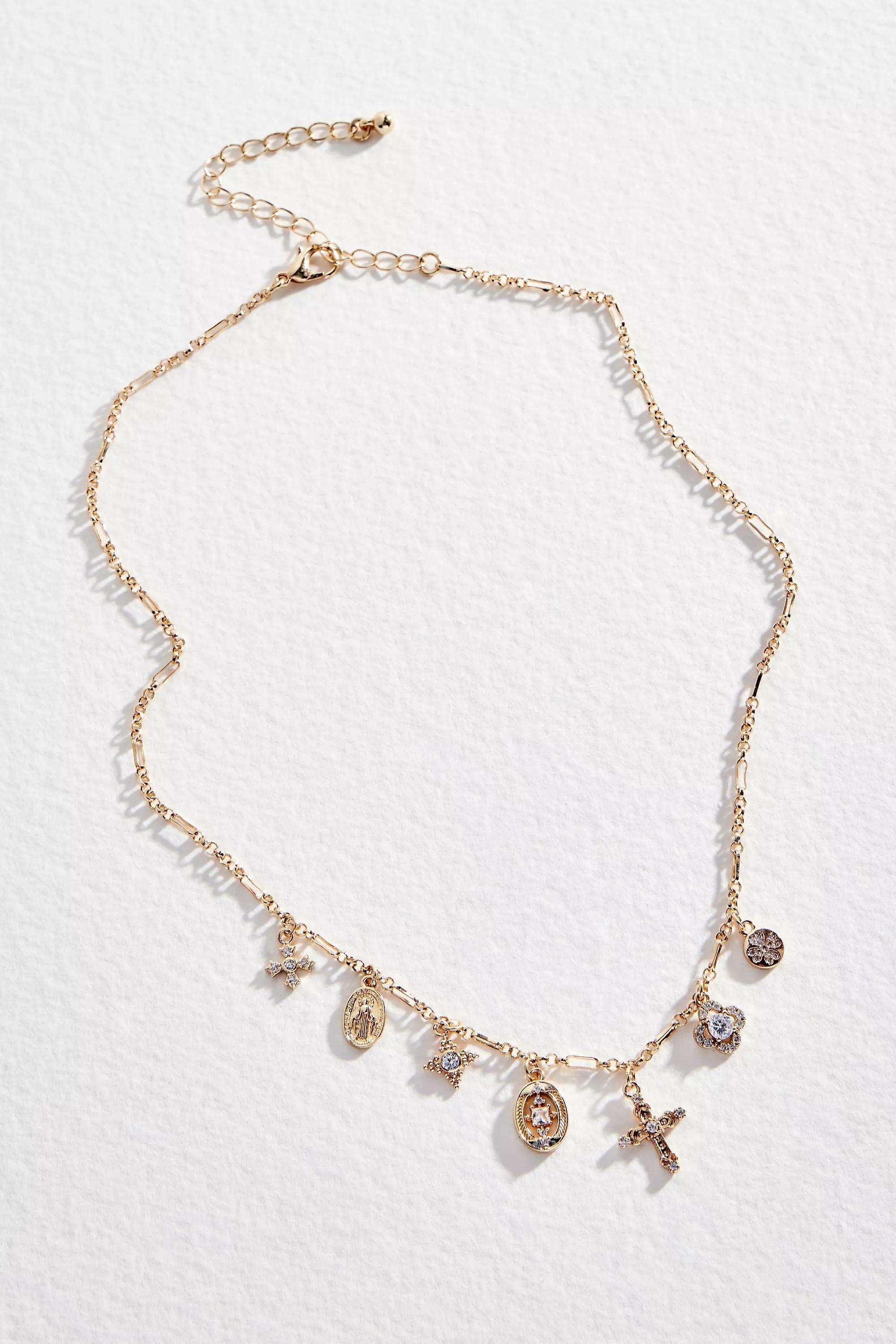 Gold Silence + Noise Cross Charm Chain Necklace, GOLD, large image number 2