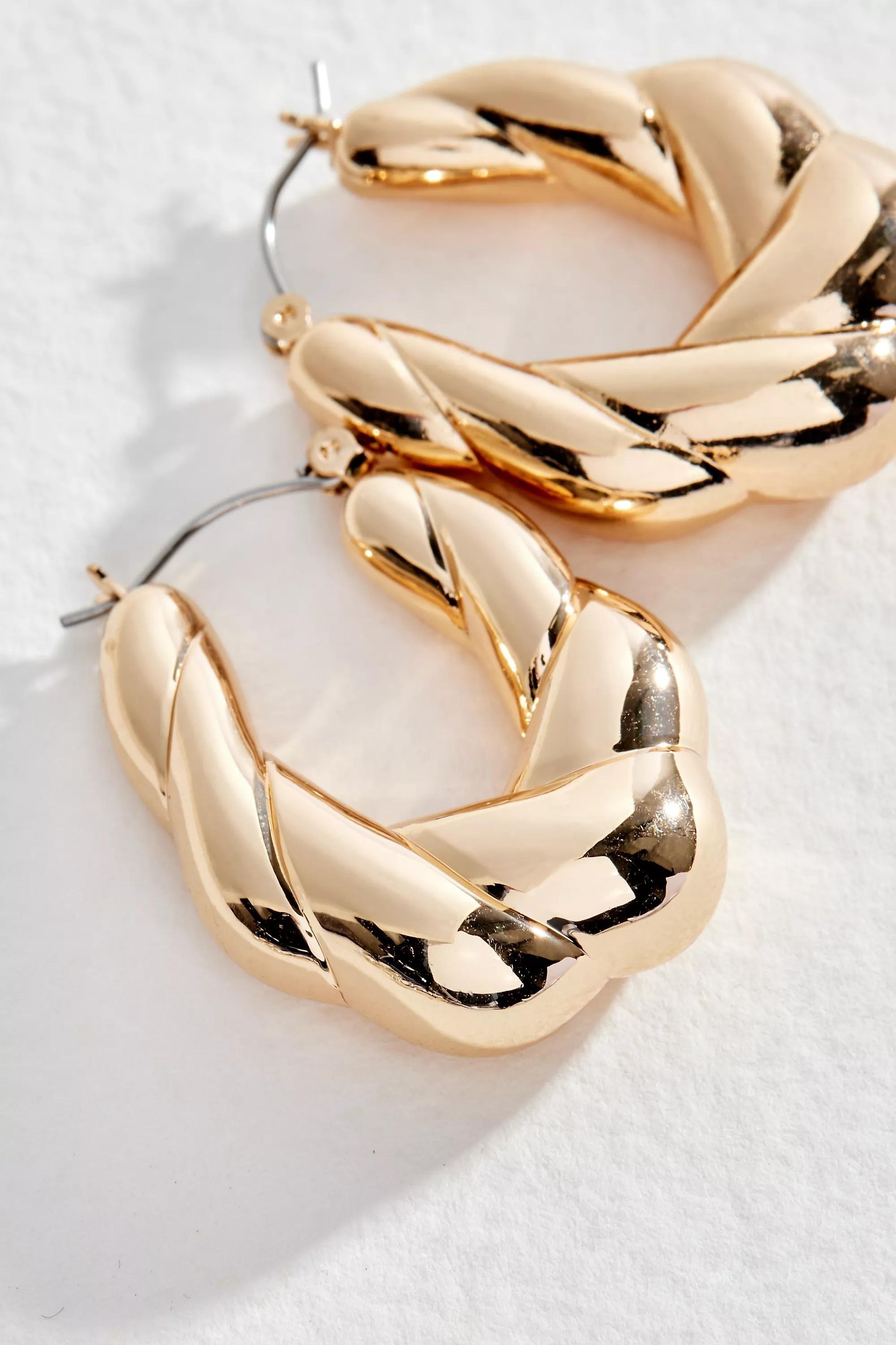 Gold Silence + Noise Vintage Twist Oval Hoop Earrings, GOLD, large image number 1