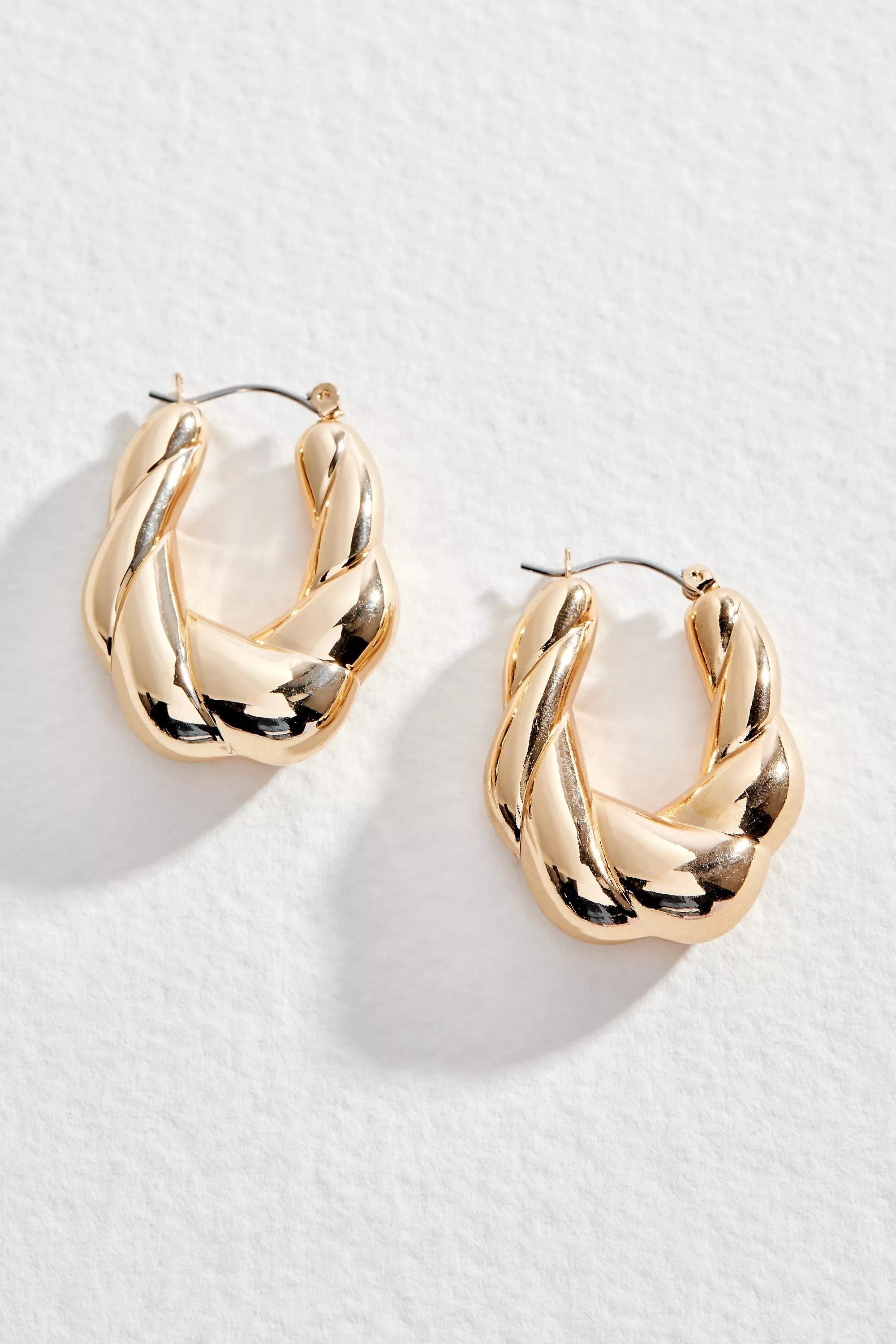 Gold Silence + Noise Vintage Twist Oval Hoop Earrings, GOLD, large image number 2
