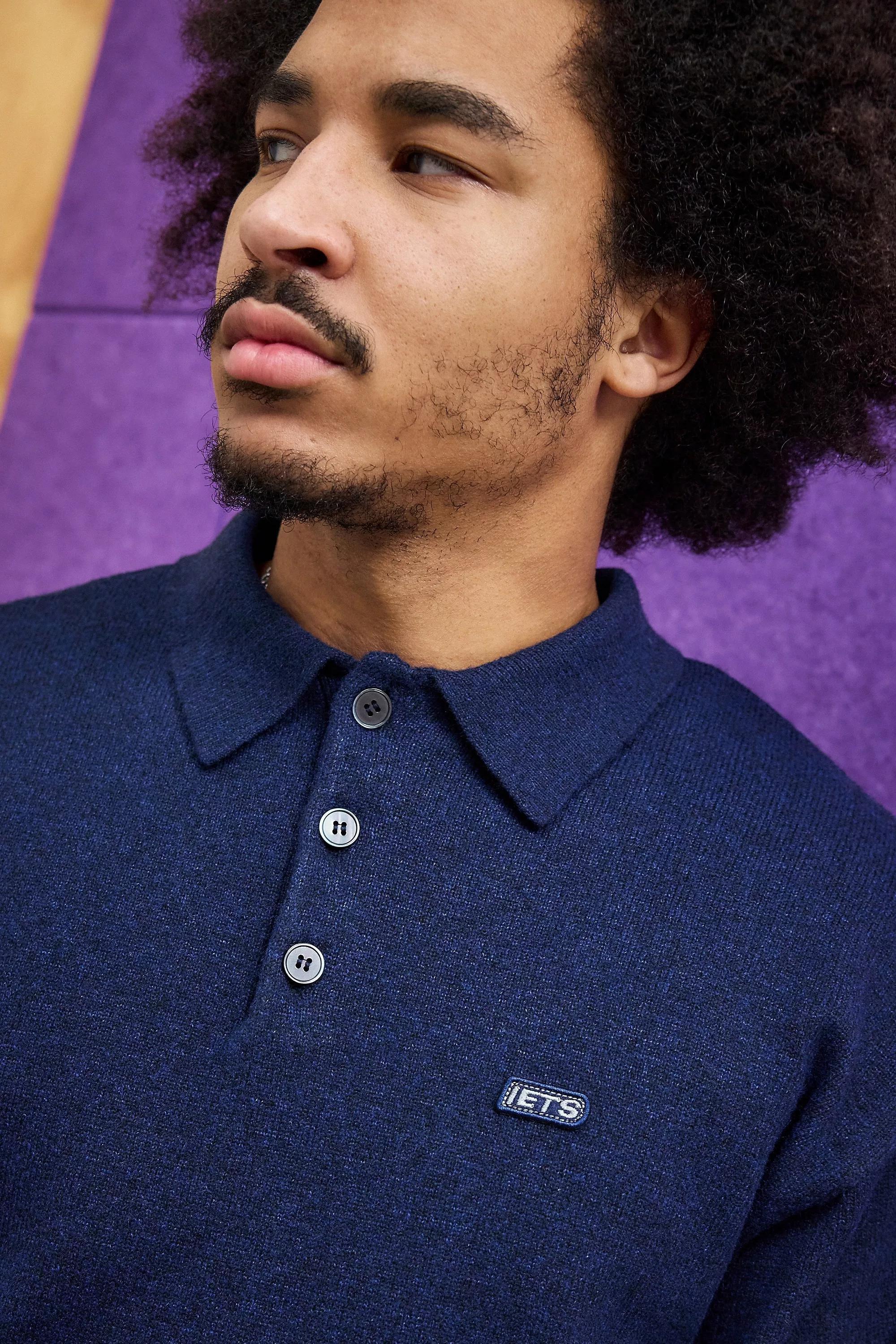 Navy Iets Frans... Detailed Polo Shirt, , large image number 1