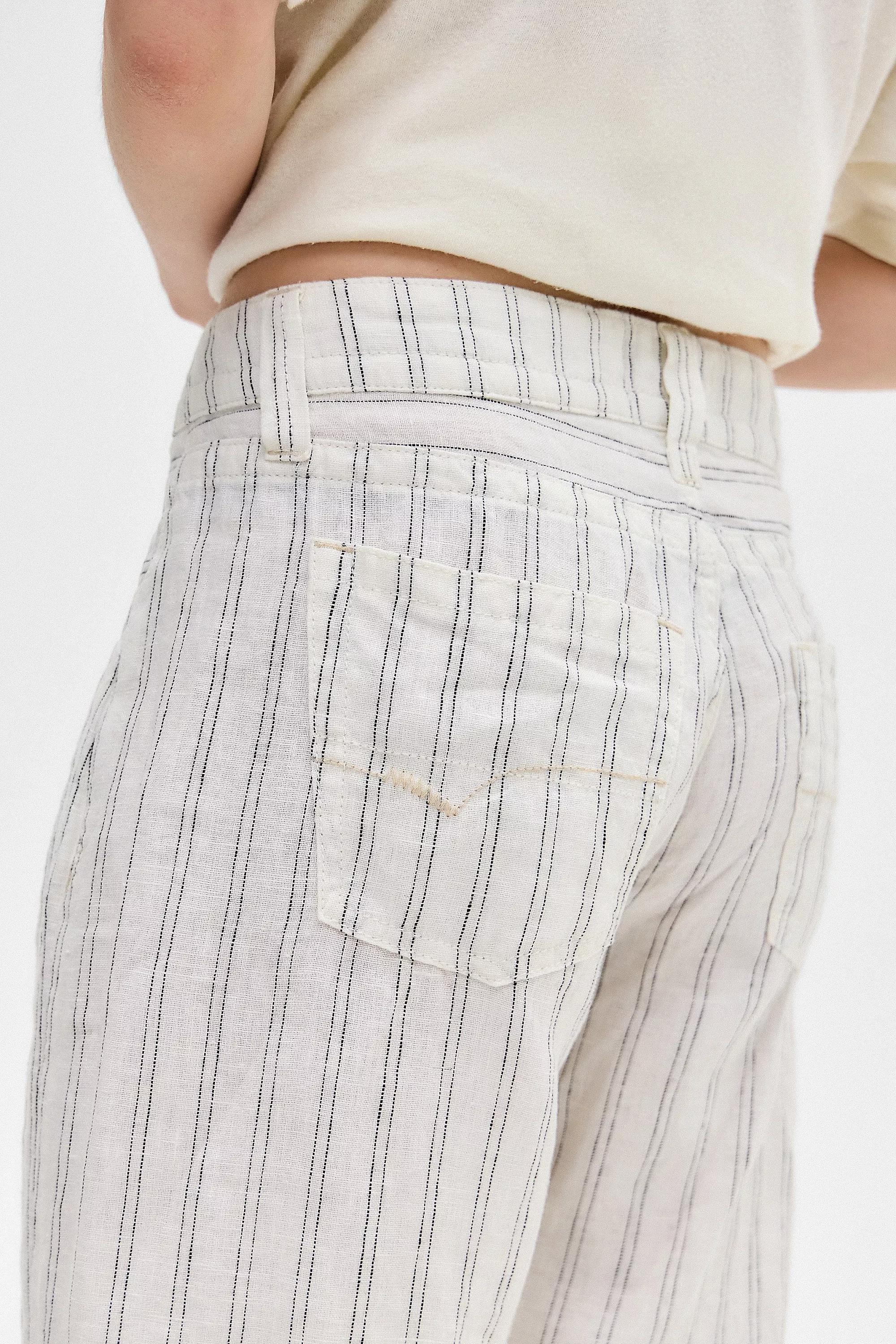 White Bdg Kayla Stripe Linen Trousers, WHT, large image number 4