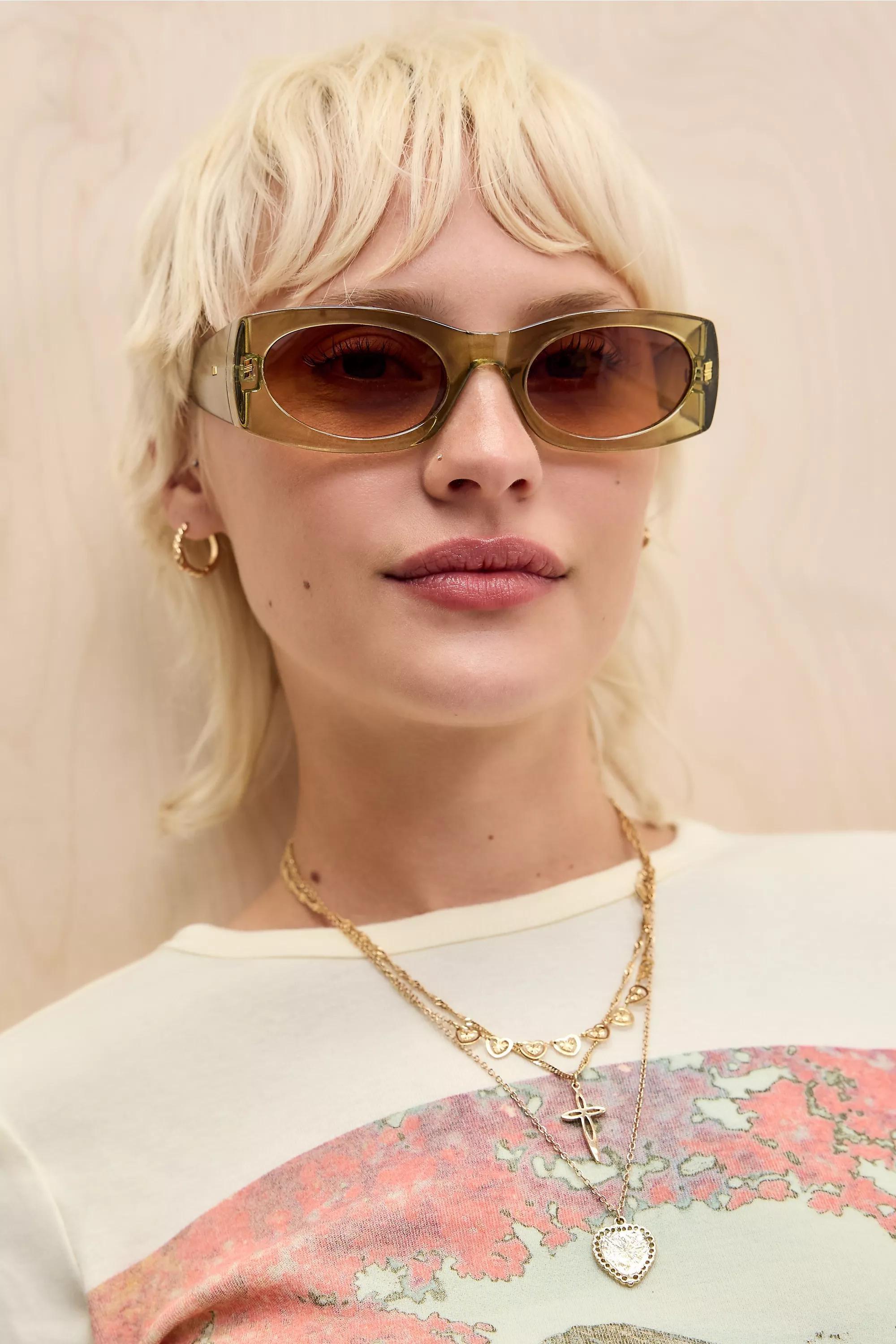 Khaki Uo Matilda Clean Sunglasses, KHAKI, large image number 1