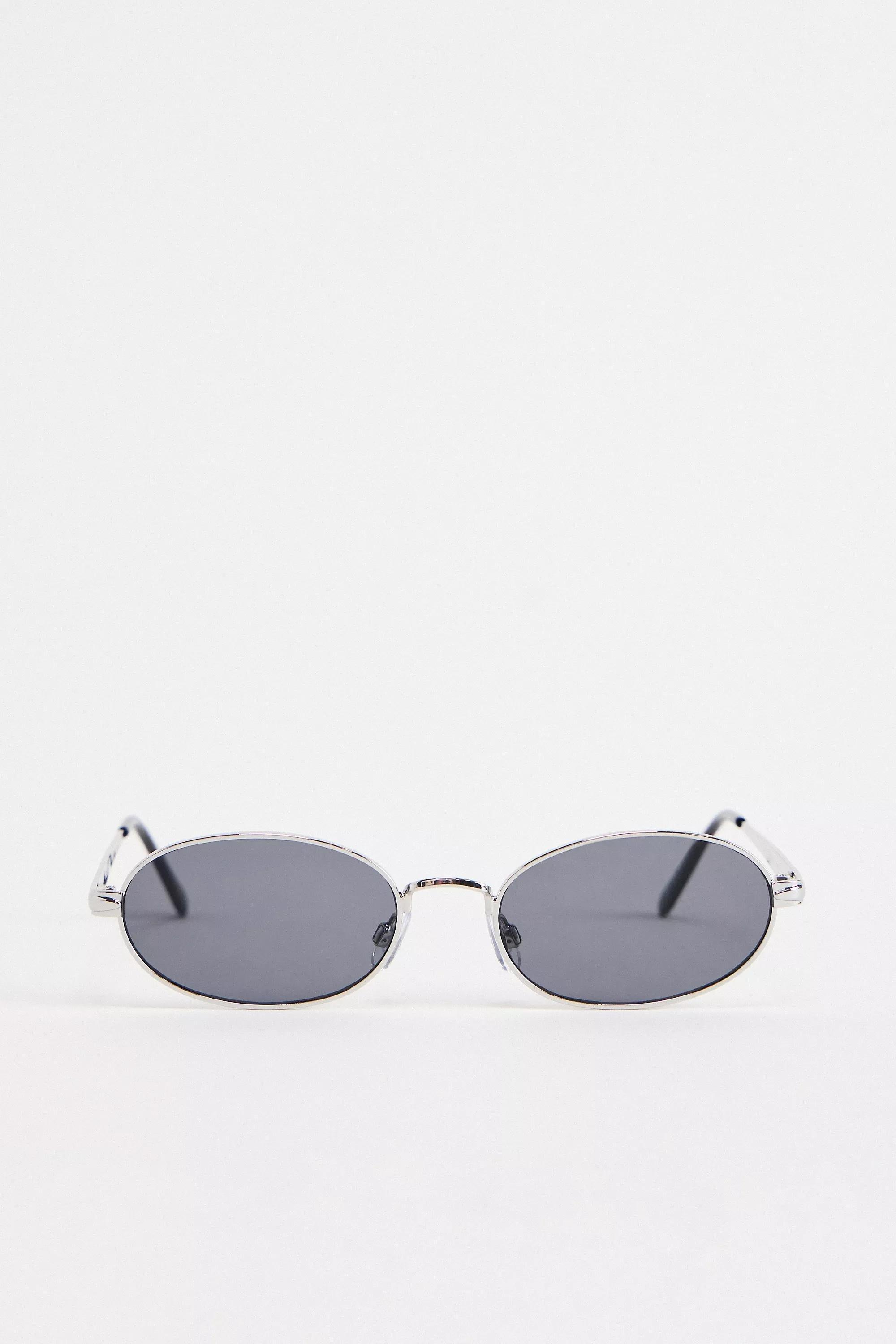 Silver Uo Gwyn Metal Oval Sunglasses, SLVR, large image number 1