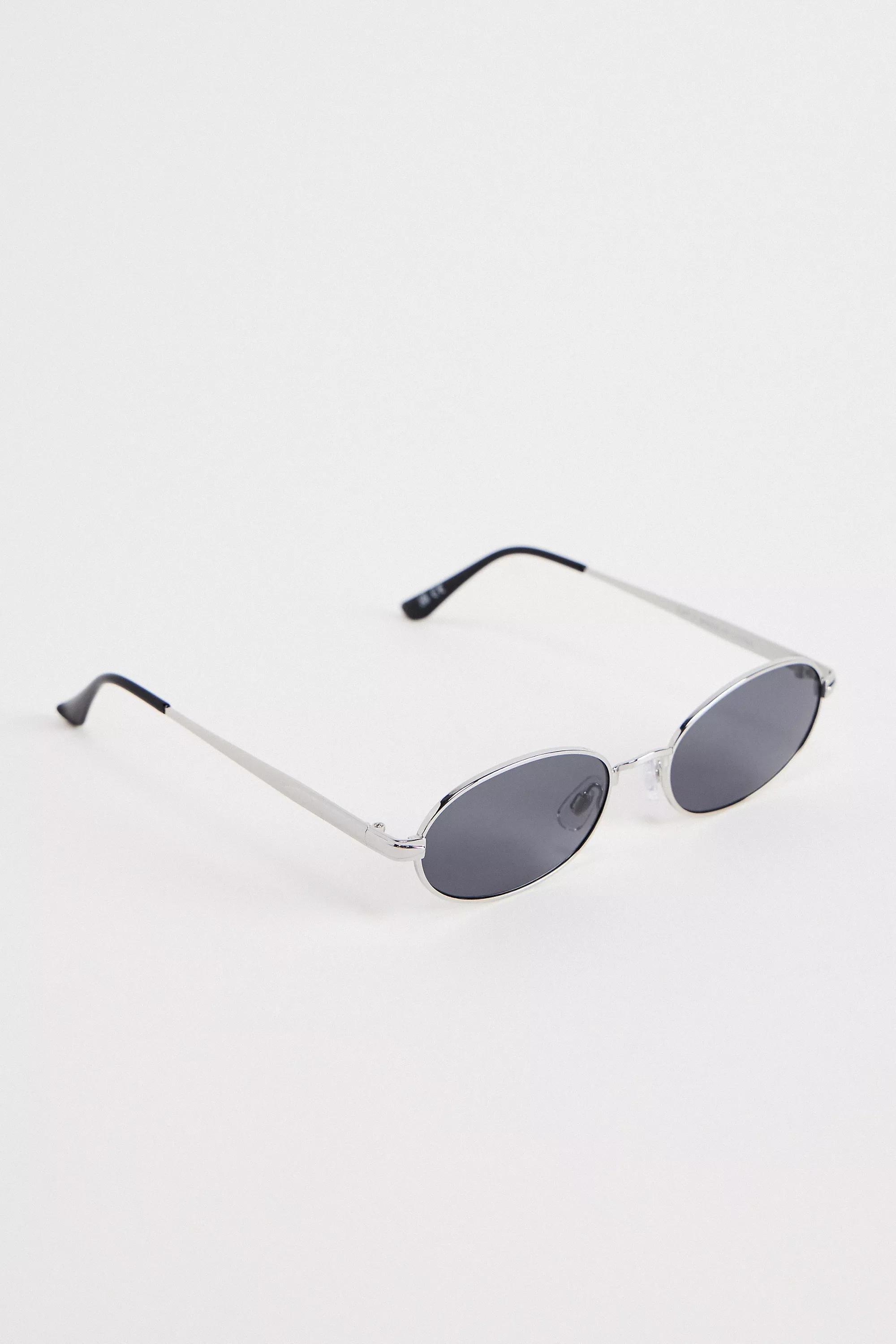 Silver Uo Gwyn Metal Oval Sunglasses, SLVR, large image number 4