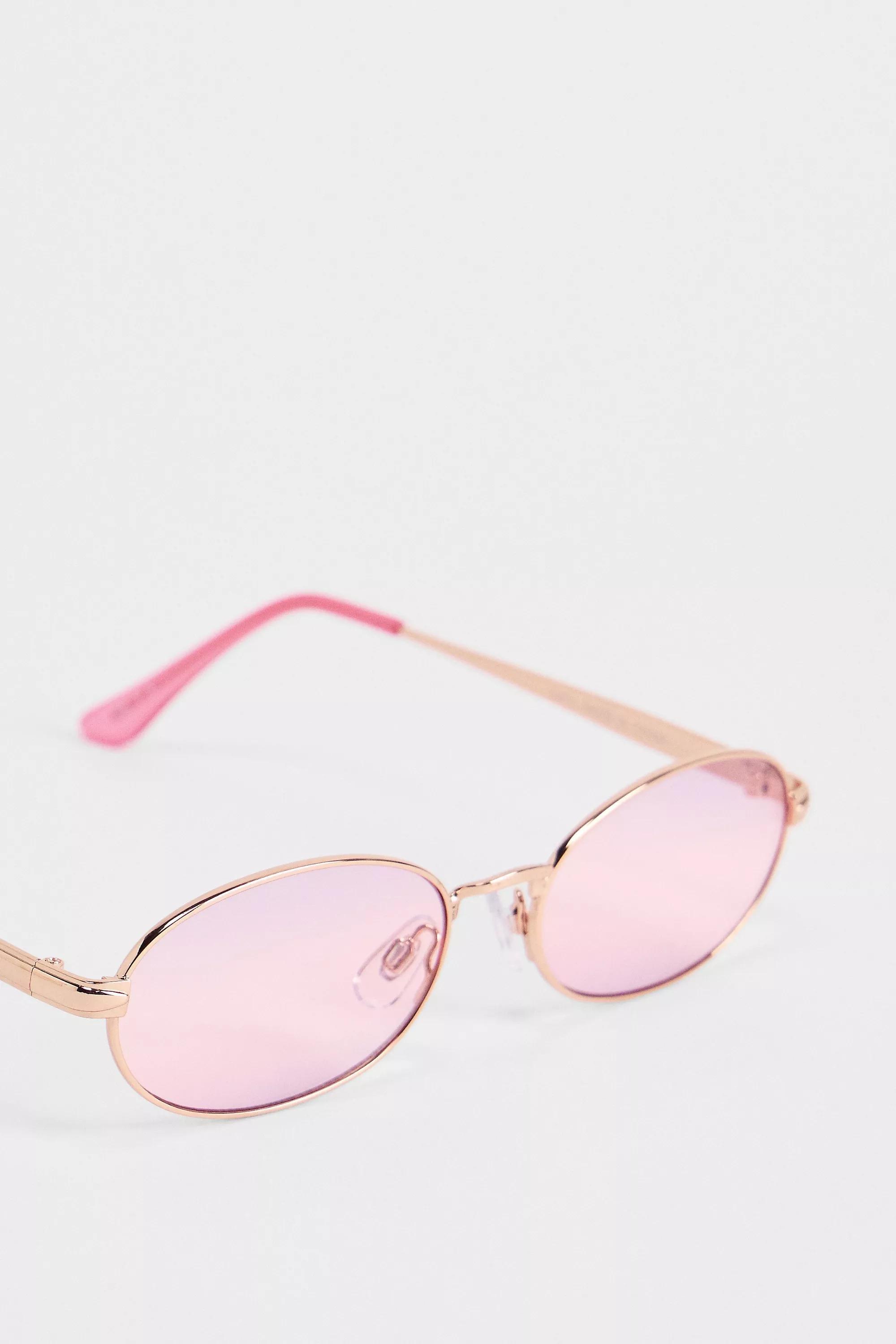 Pink Uo Gwyn Metal Oval Sunglasses, PINK, large image number 2