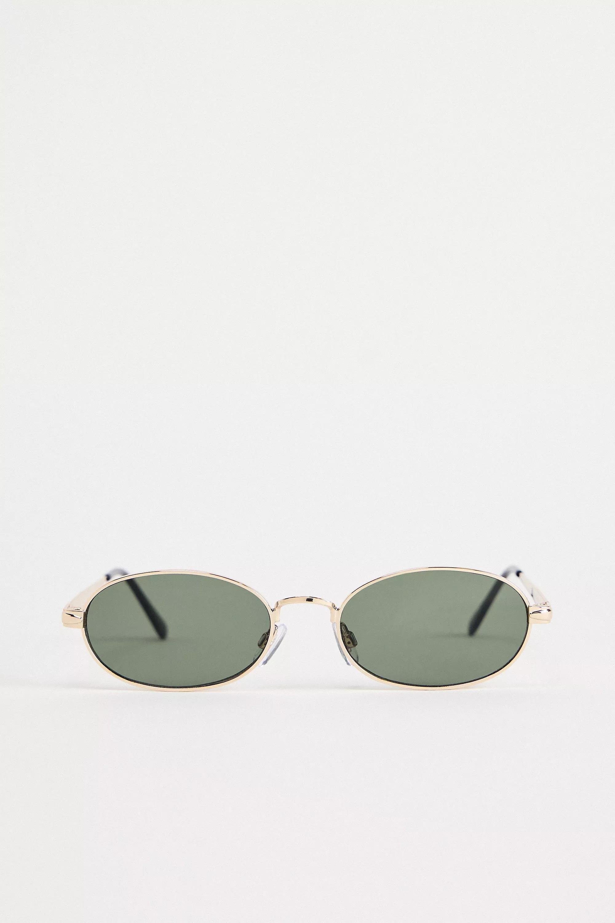 Gold Uo Gwyn Metal Oval Sunglasses, GOLD, large image number 1