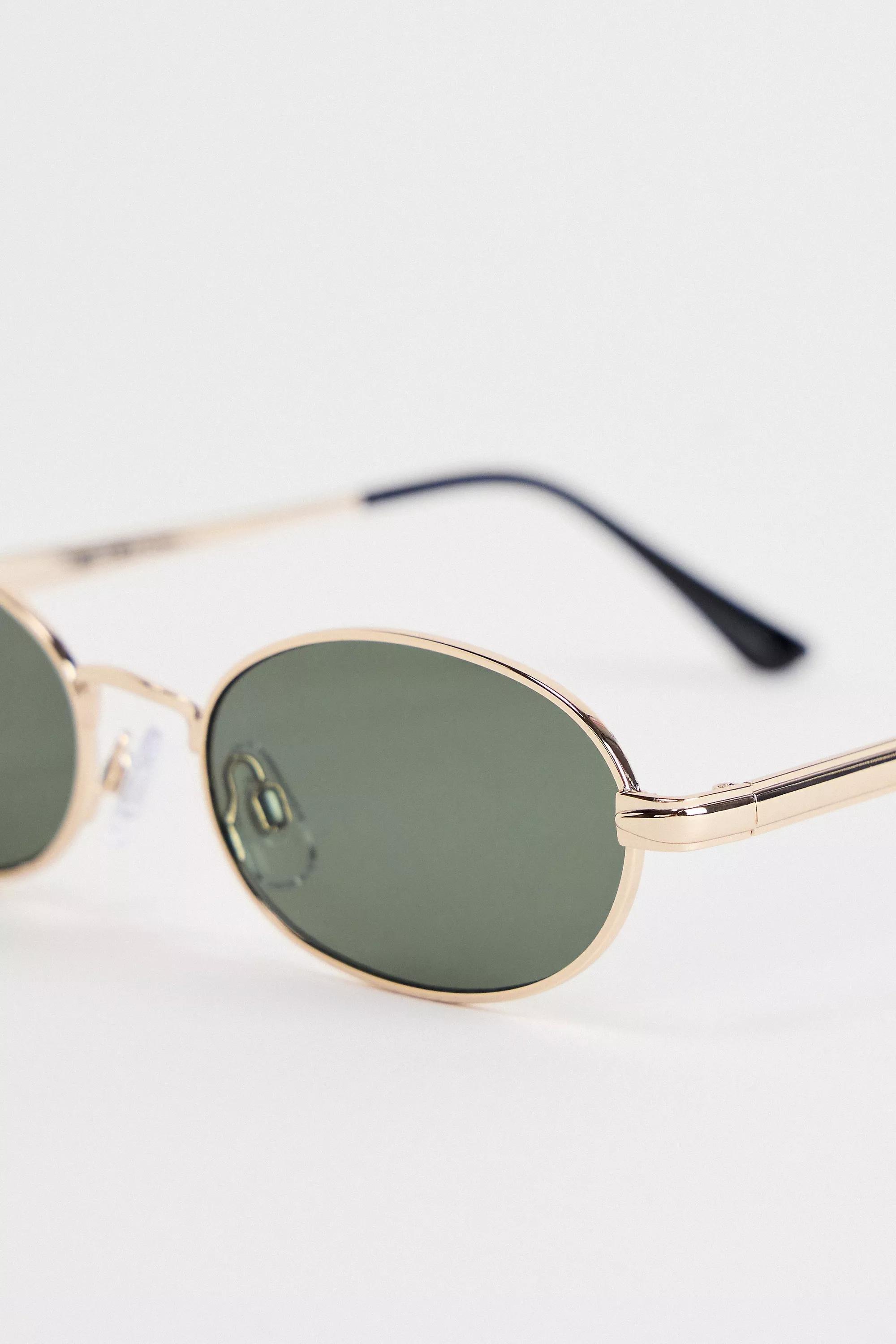 Gold Uo Gwyn Metal Oval Sunglasses, GOLD, large image number 2