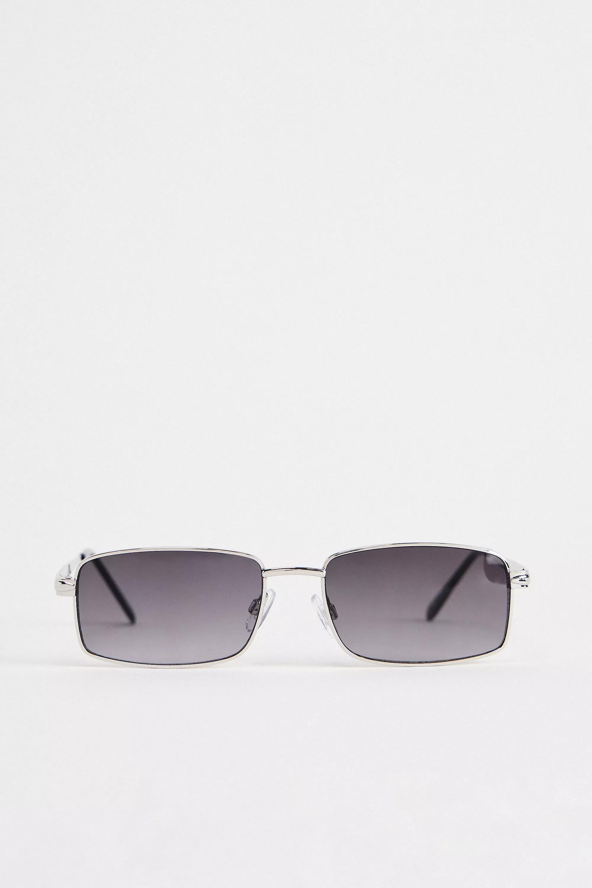 Silver Uo Jen Metal Rectangle Sunglasses, SLVR, large image number 1