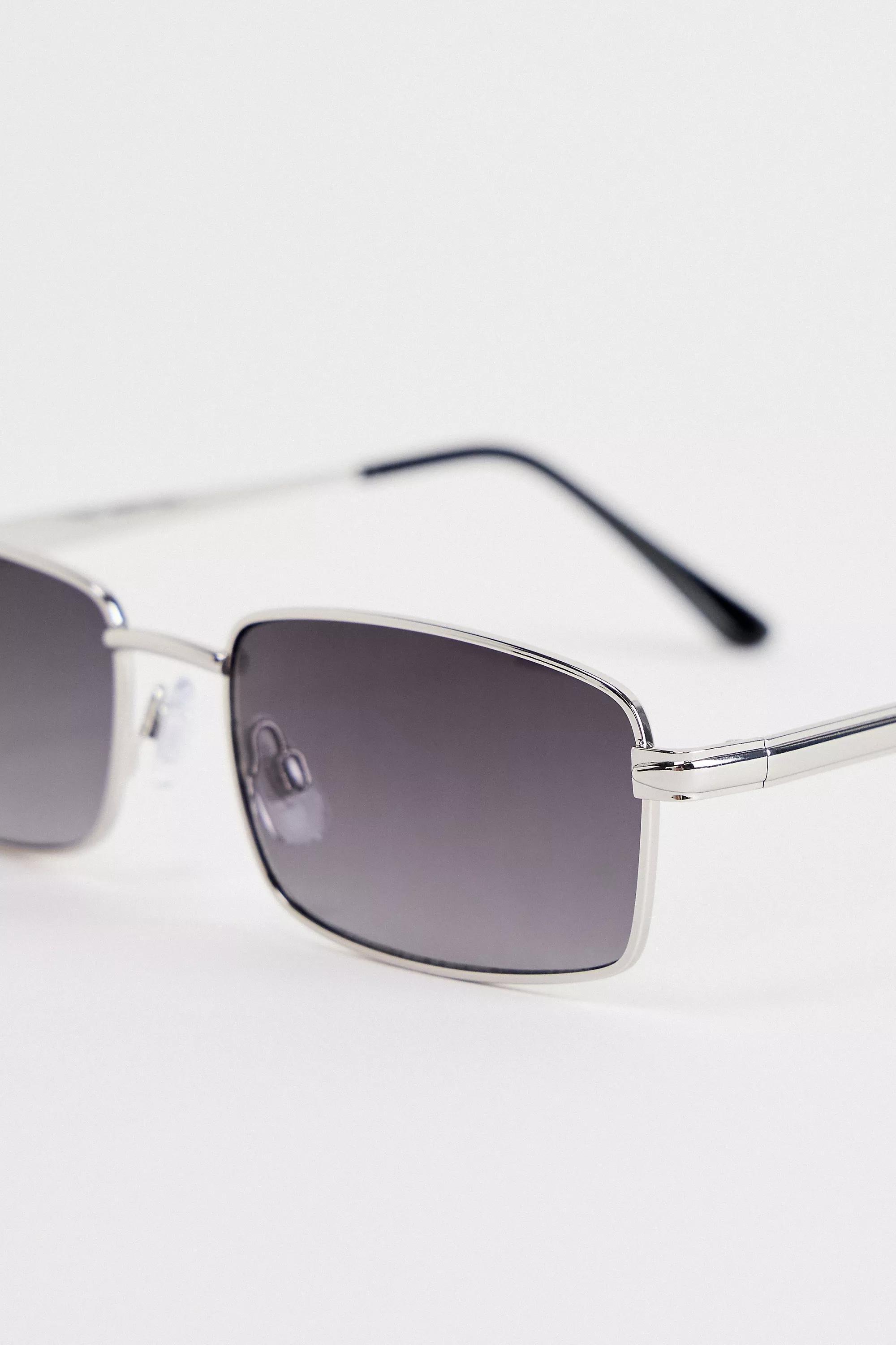 Silver Uo Jen Metal Rectangle Sunglasses, SLVR, large image number 3