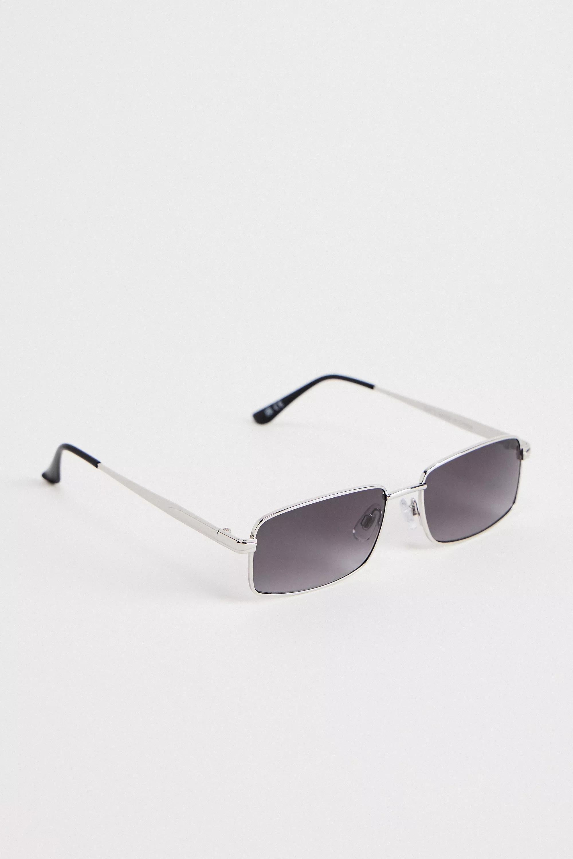 Silver Uo Jen Metal Rectangle Sunglasses, SLVR, large image number 4