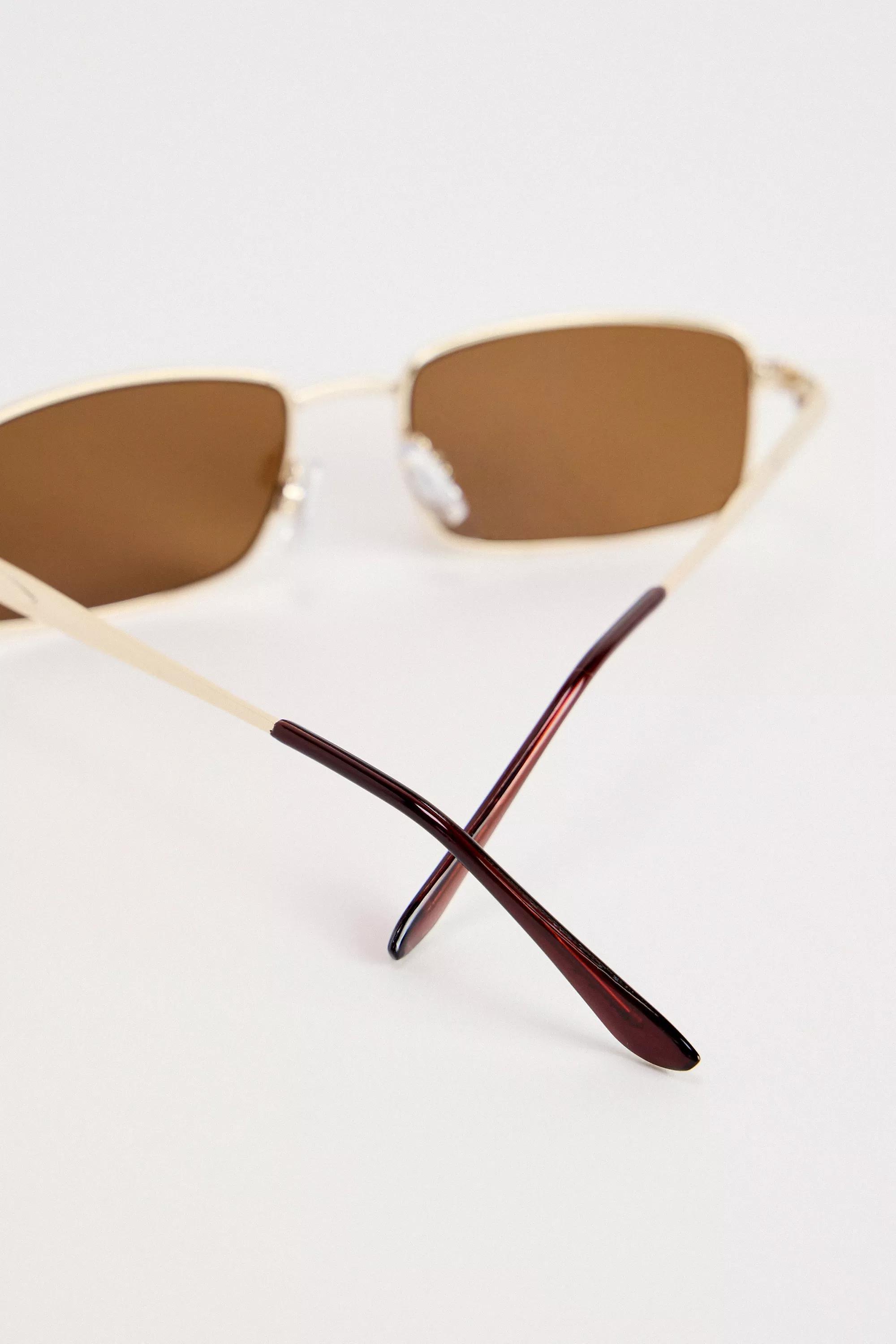Gold Uo Jen Metal Rectangle Sunglasses, GOLD, large image number 2