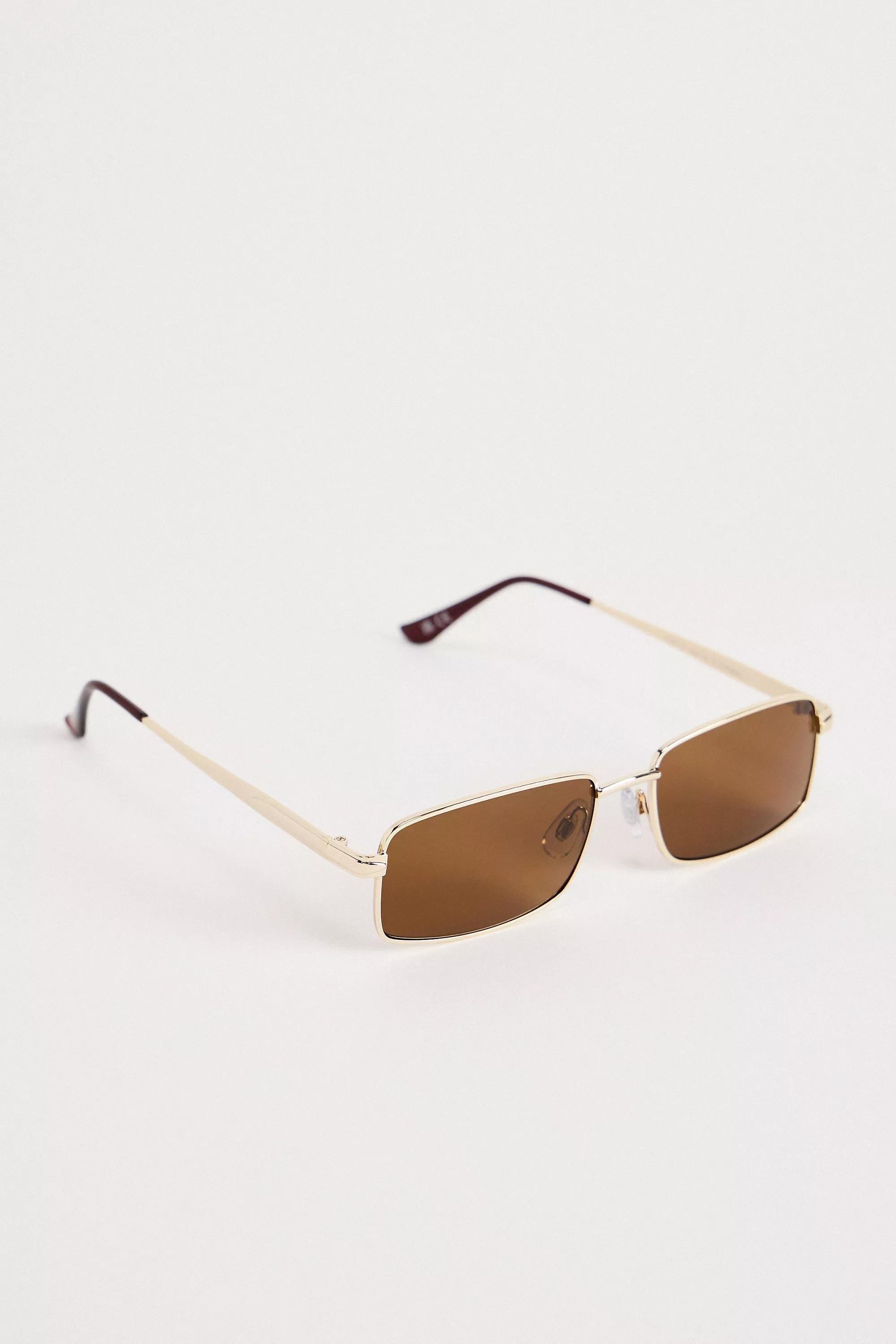 Gold Uo Jen Metal Rectangle Sunglasses, GOLD, large image number 3