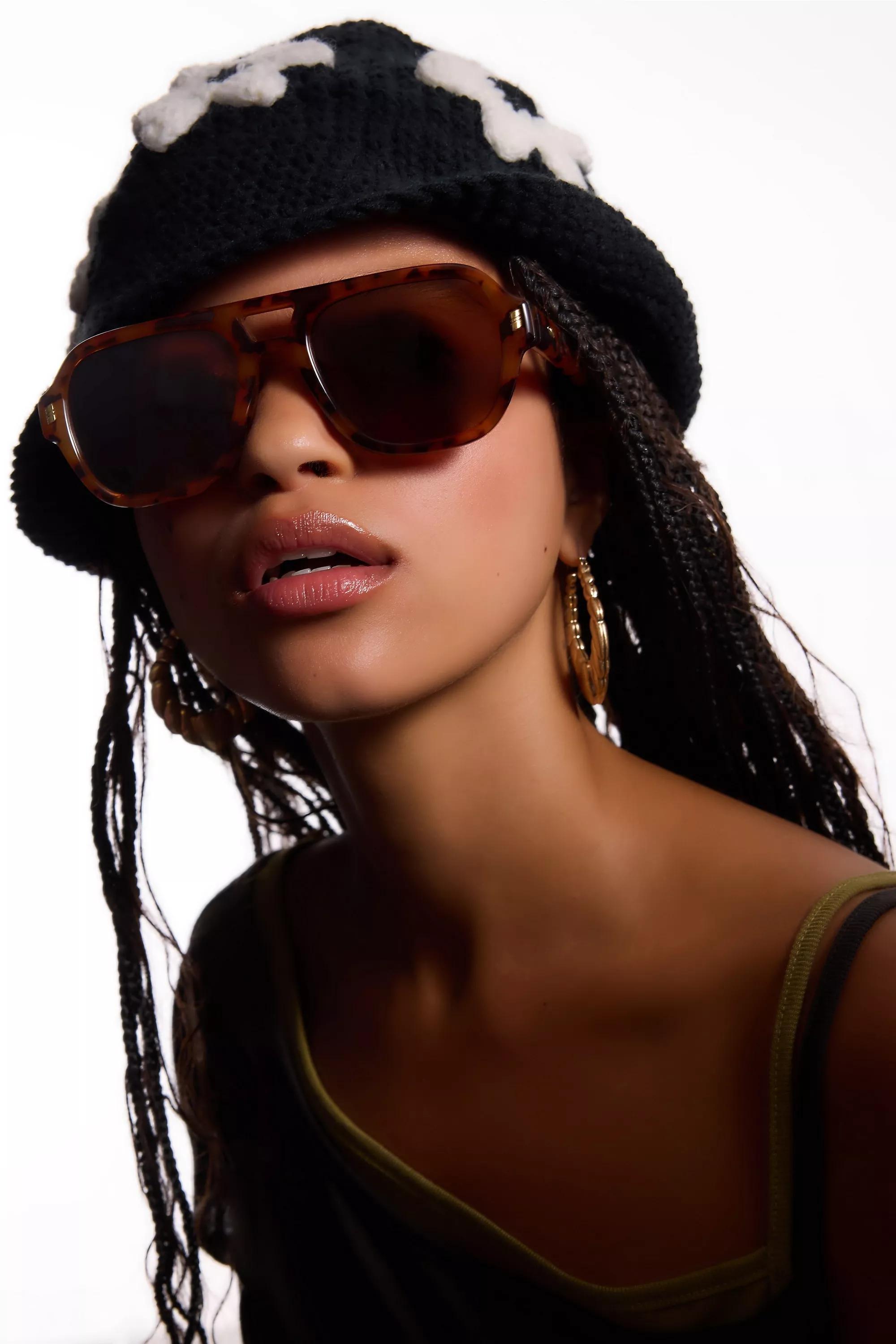 Brown Uo River Aviator Sunglasses, BRN, large image number 0