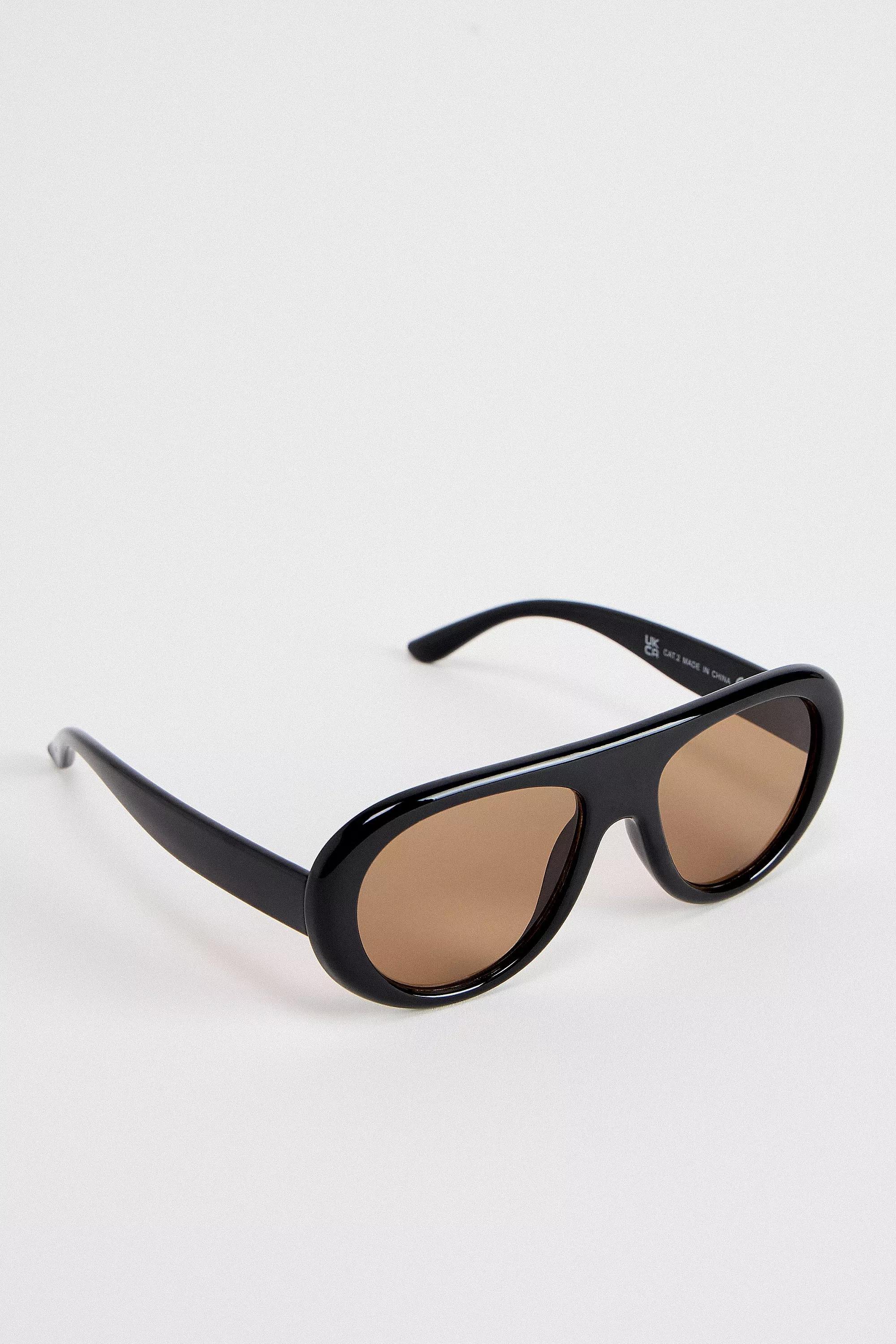 Black Uo Annie Aviator Sunglasses, BLK, large image number 1