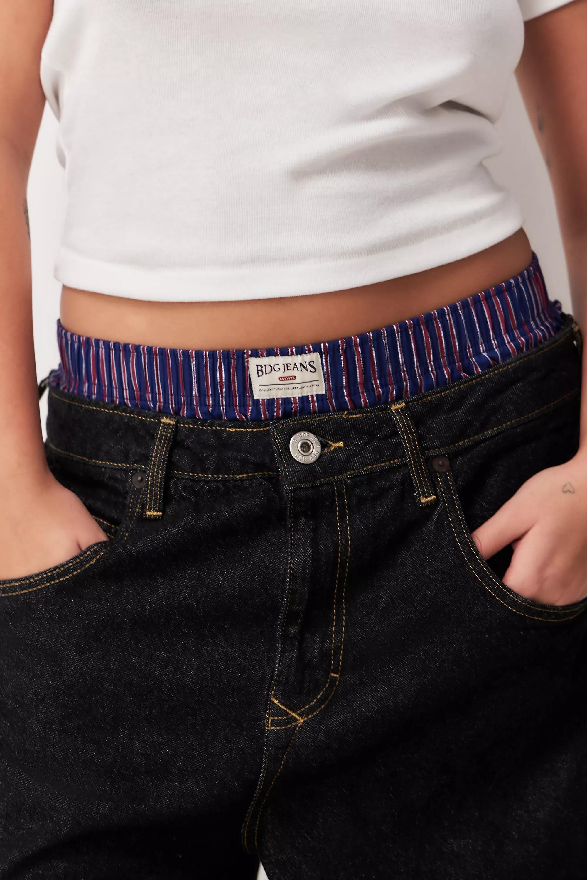 NAVY BDG Navy And Red Stripe Boxer Shorts, NAVY, large image number 3