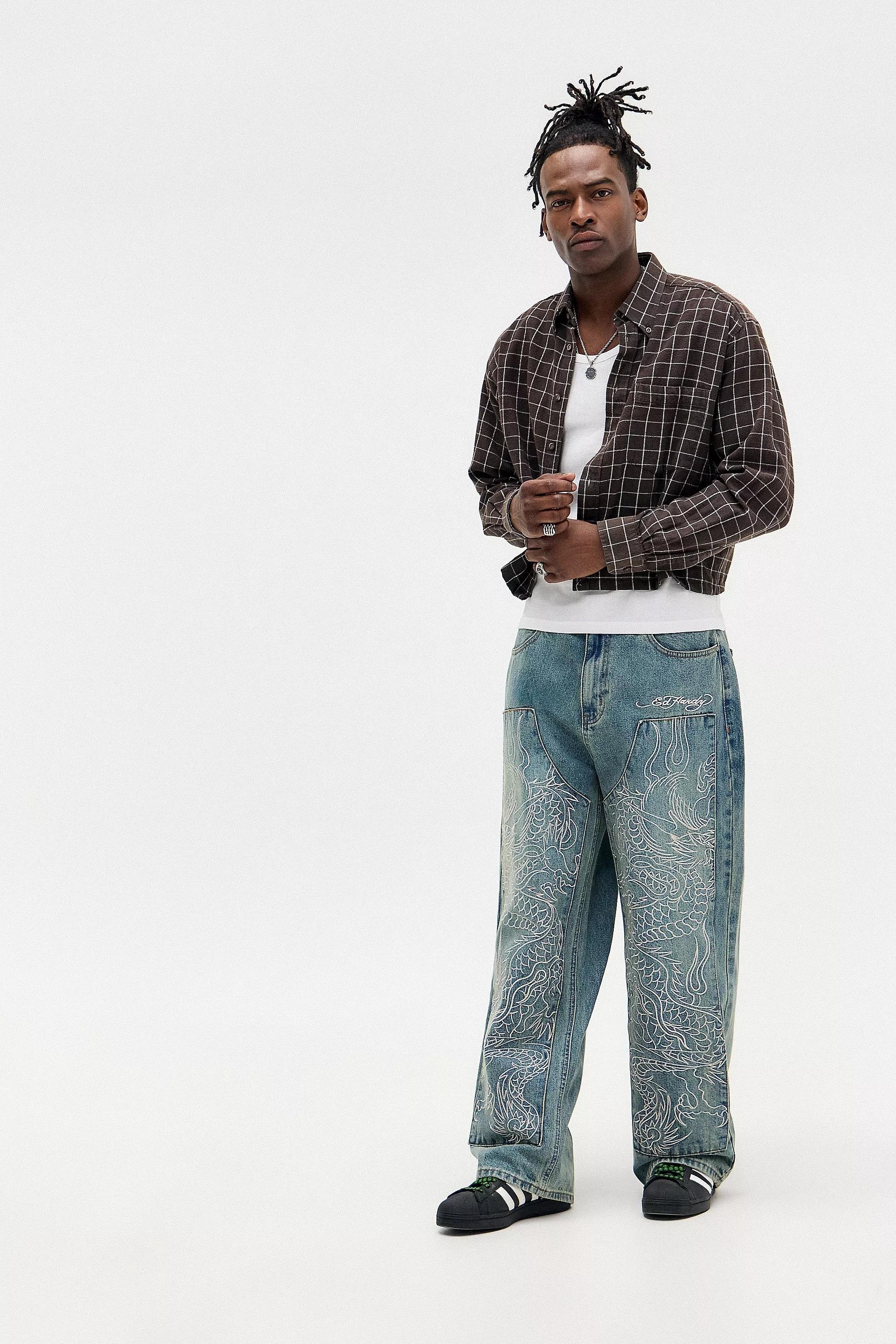 Denim Light Ed Hardy Uo Exclusive Snake Panther Carpenter Jeans, , large image number 1