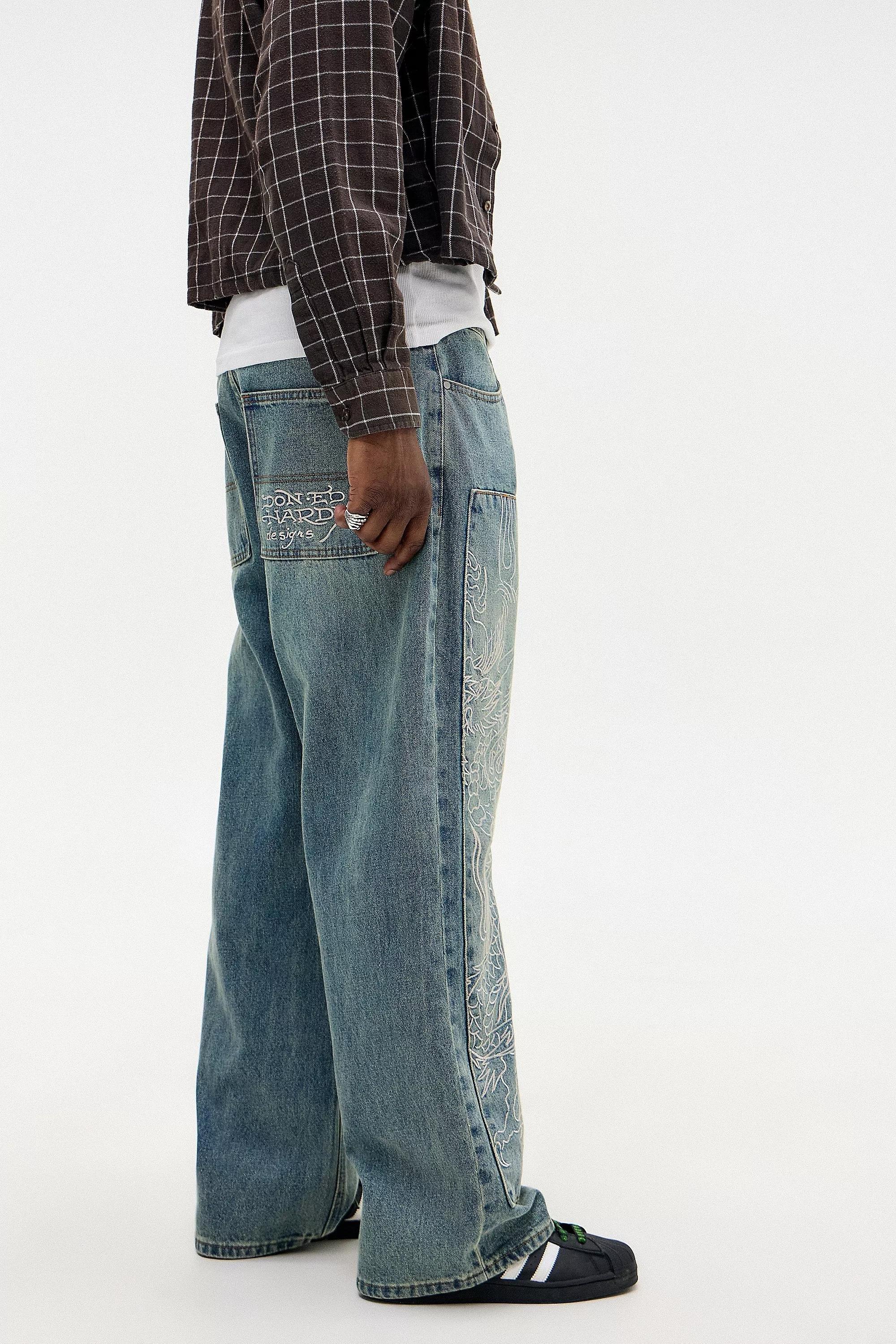 Denim Light Ed Hardy Uo Exclusive Snake Panther Carpenter Jeans, , large image number 3