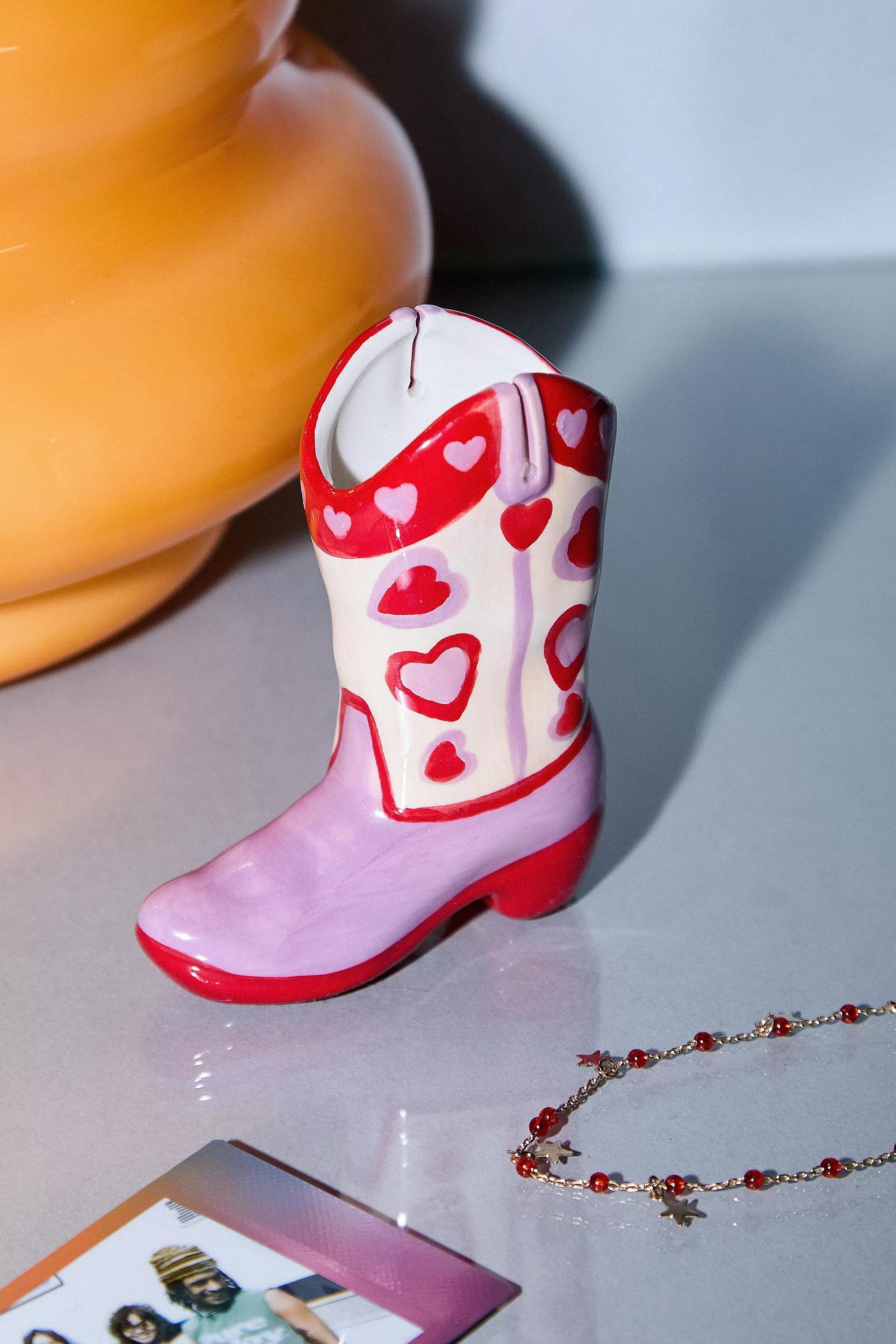 Pink Misty Boot Ceramic Photo Holder, PINK, medium