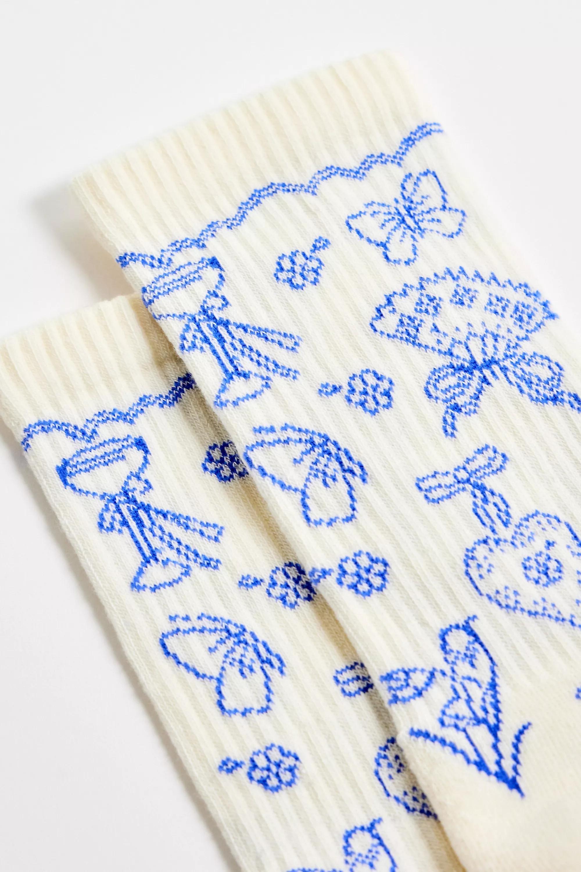 White Out From Under Heart Butterfly Socks, WHT, large image number 3