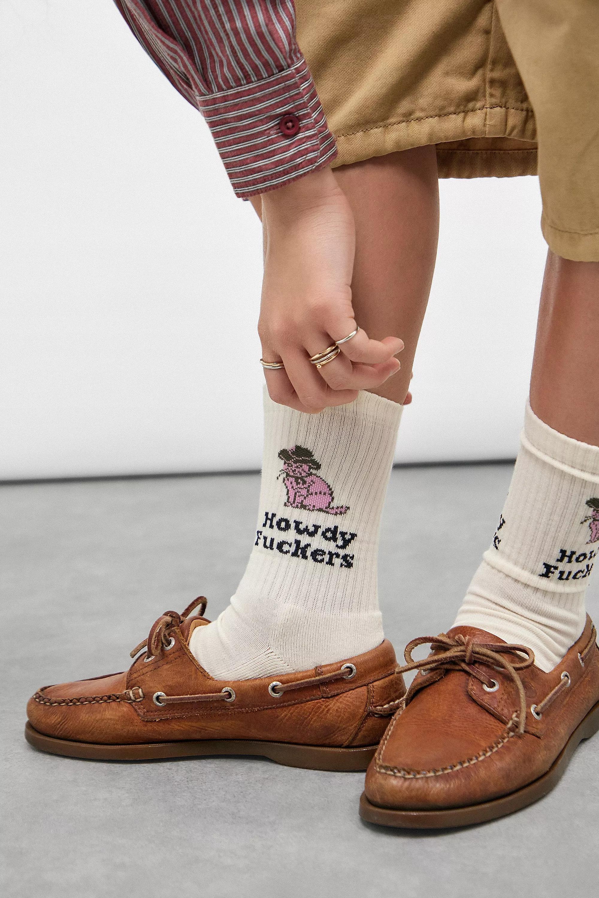 Cream Out From Under Howdy Cat Novelty Socks, CREME, large image number 0