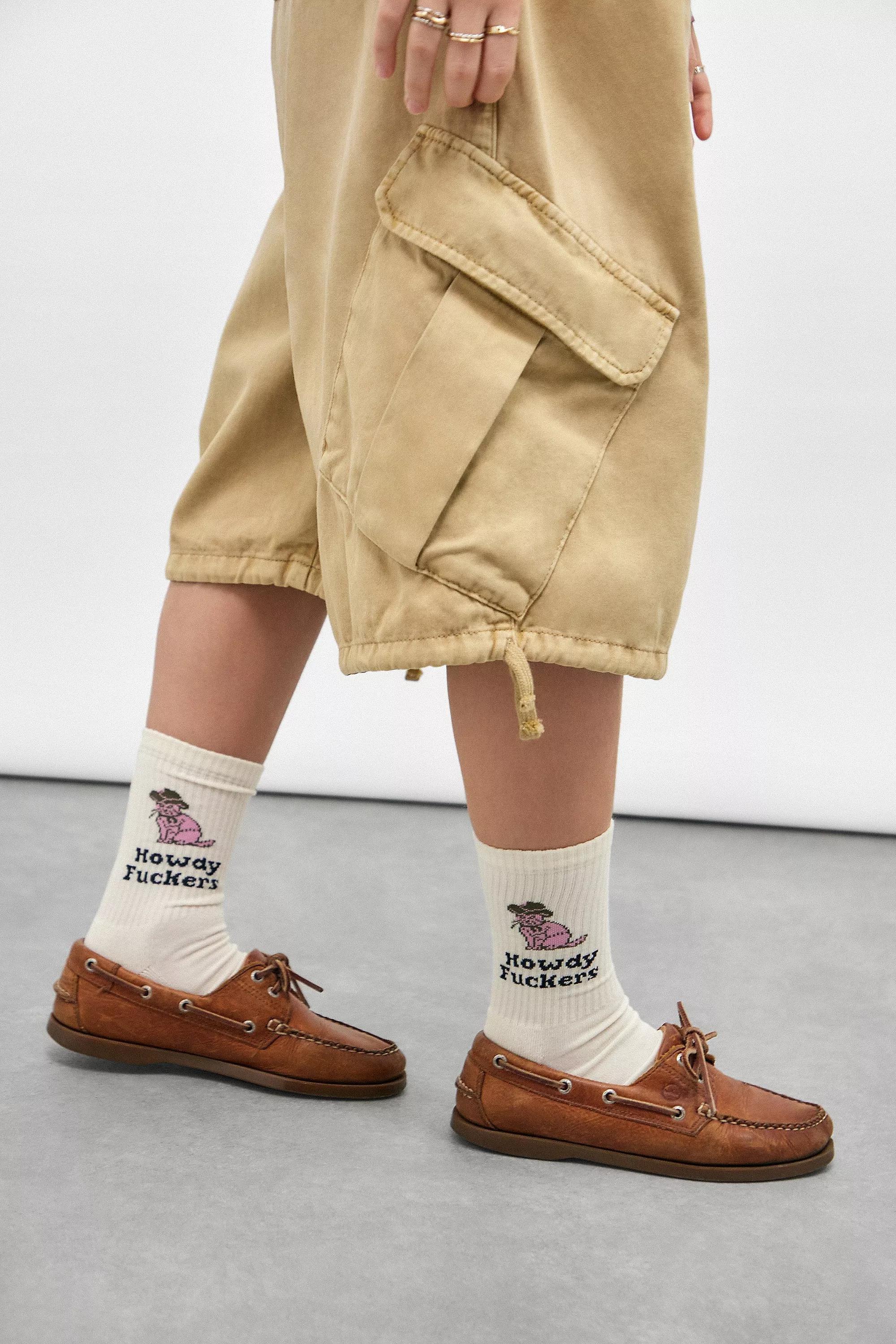 Cream Out From Under Howdy Cat Novelty Socks, CREME, large image number 1