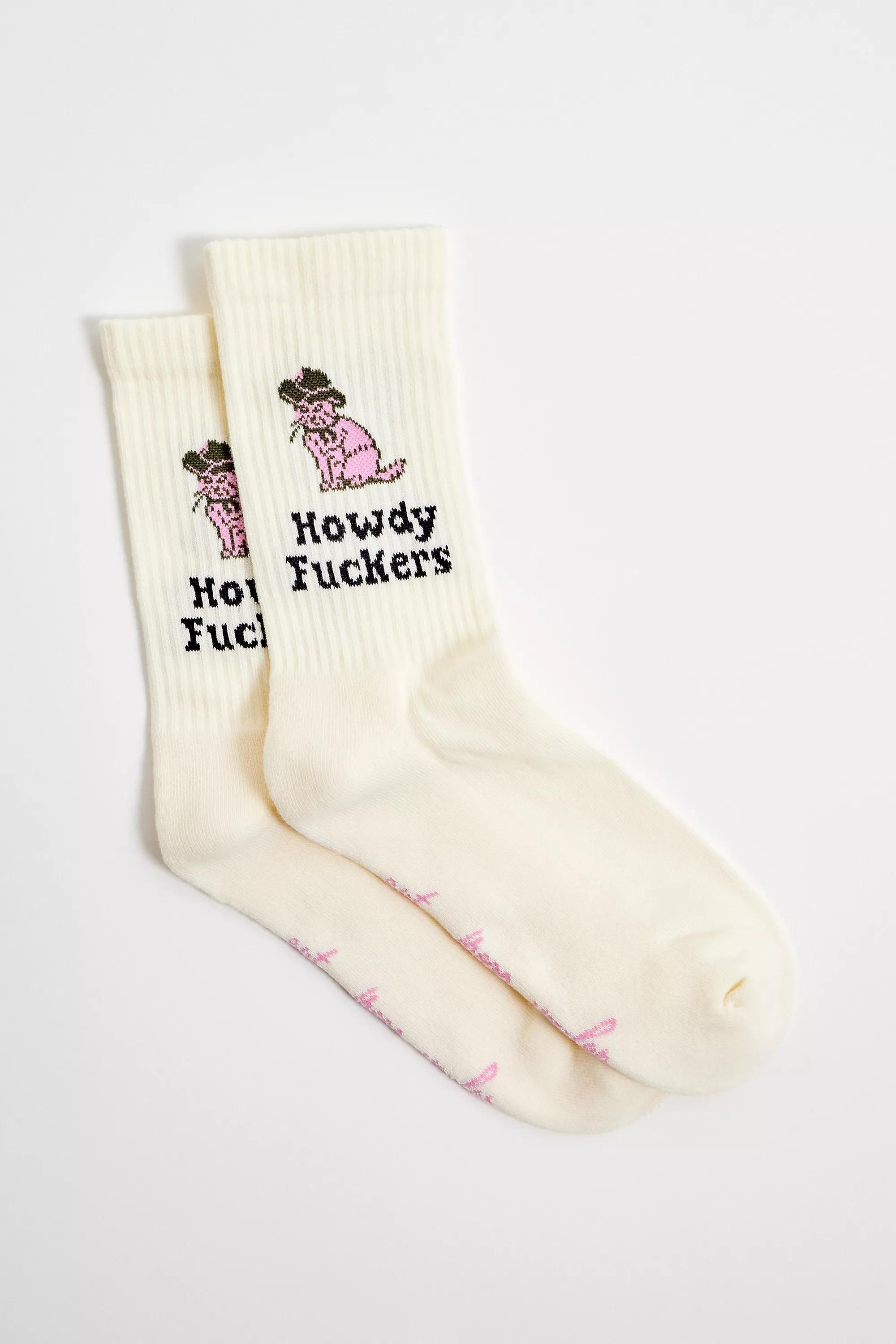 Cream Out From Under Howdy Cat Novelty Socks, CREME, large image number 2