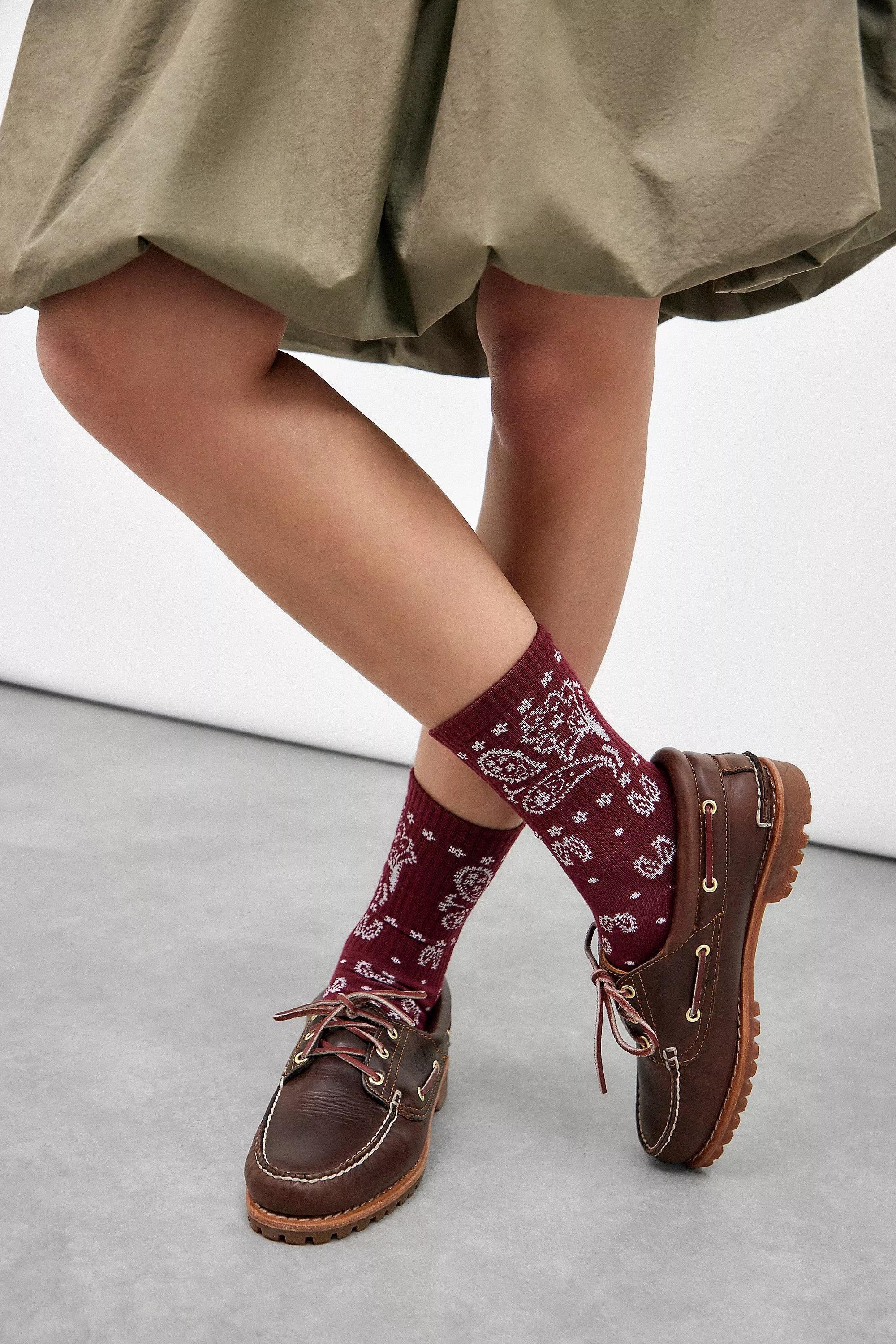 Brown Out From Under Bandana Print Socks, BRN, large image number 0