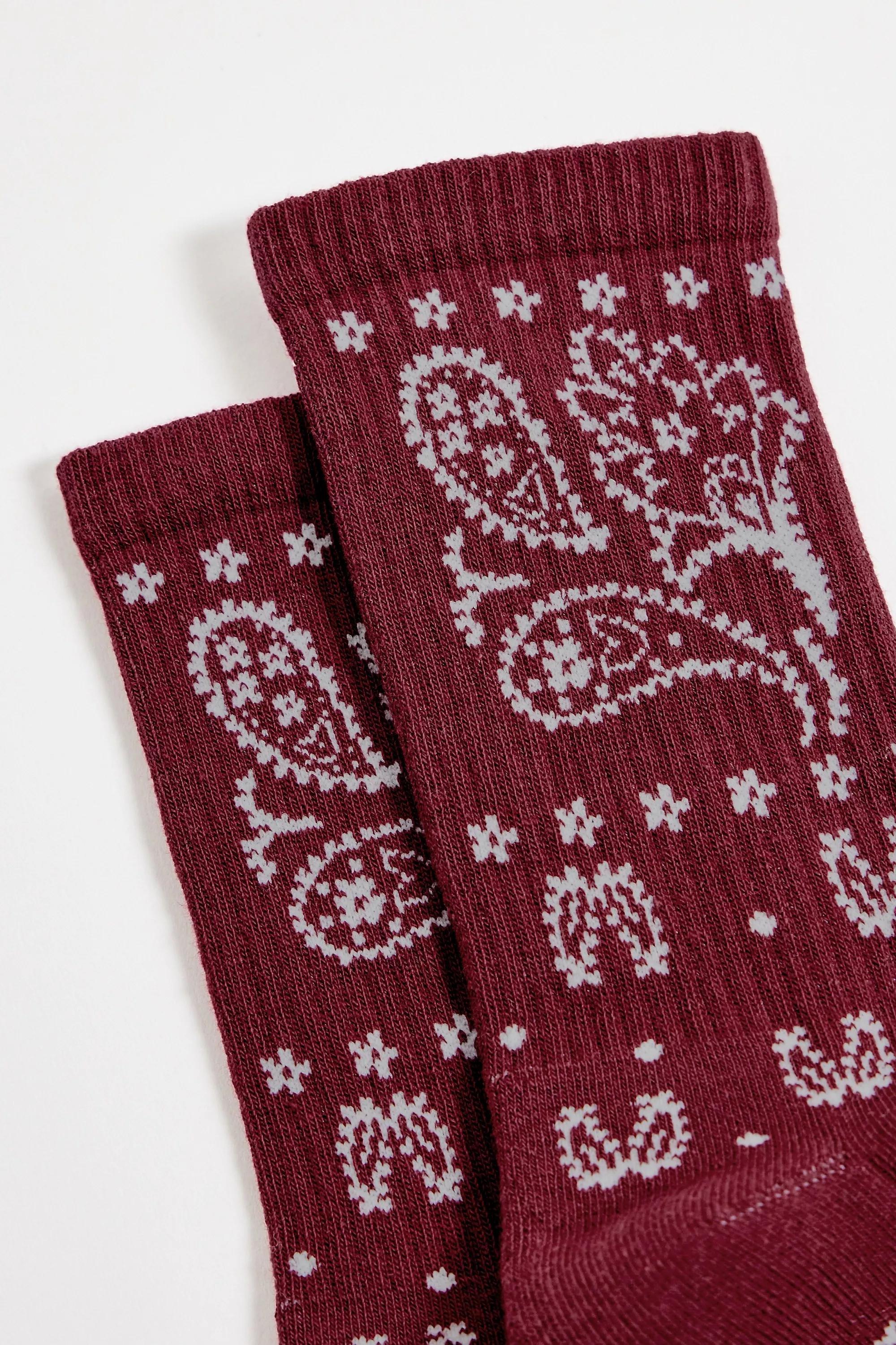 Brown Out From Under Bandana Print Socks, BRN, large image number 3
