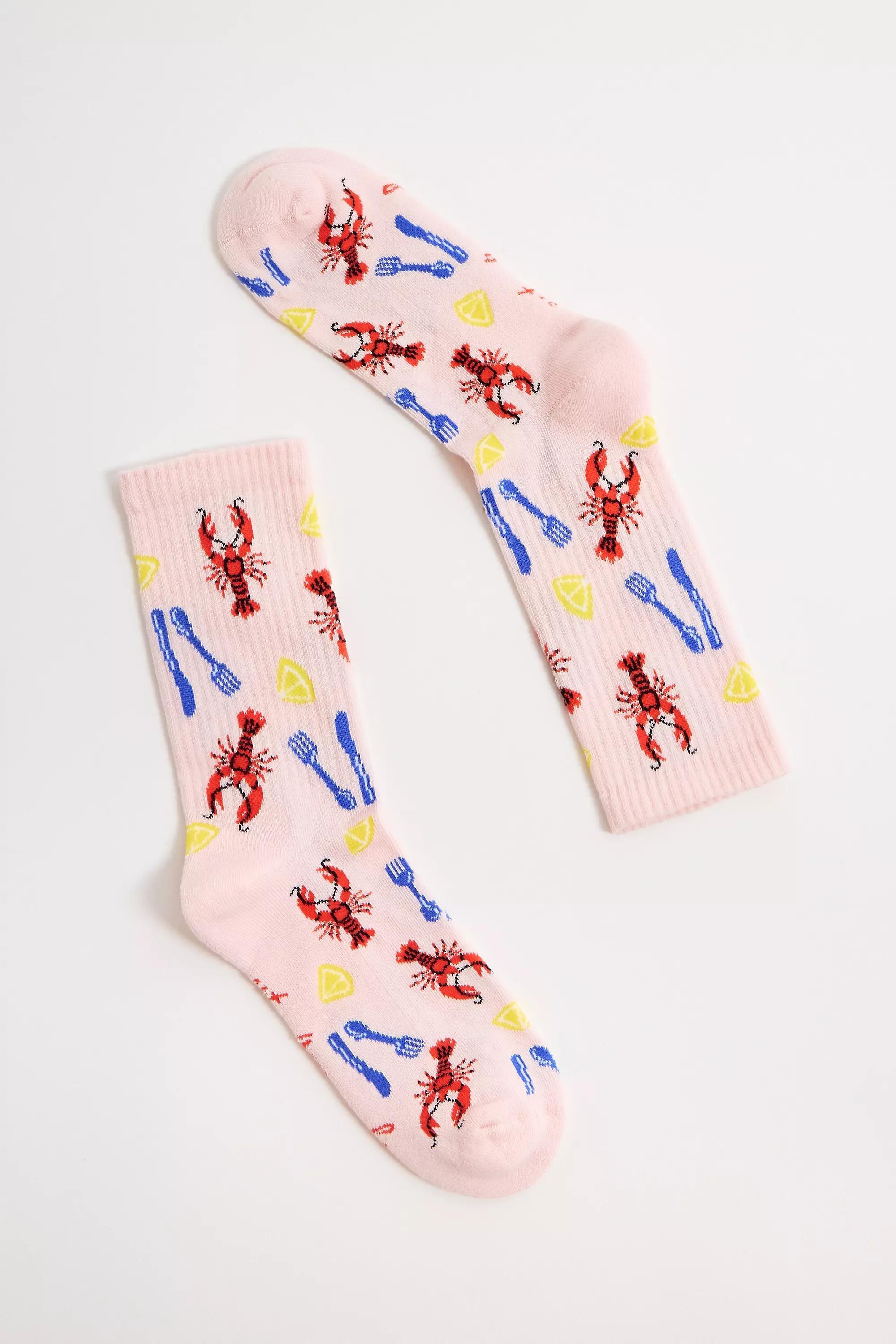 Pink Out From Under Printed Socks, , medium