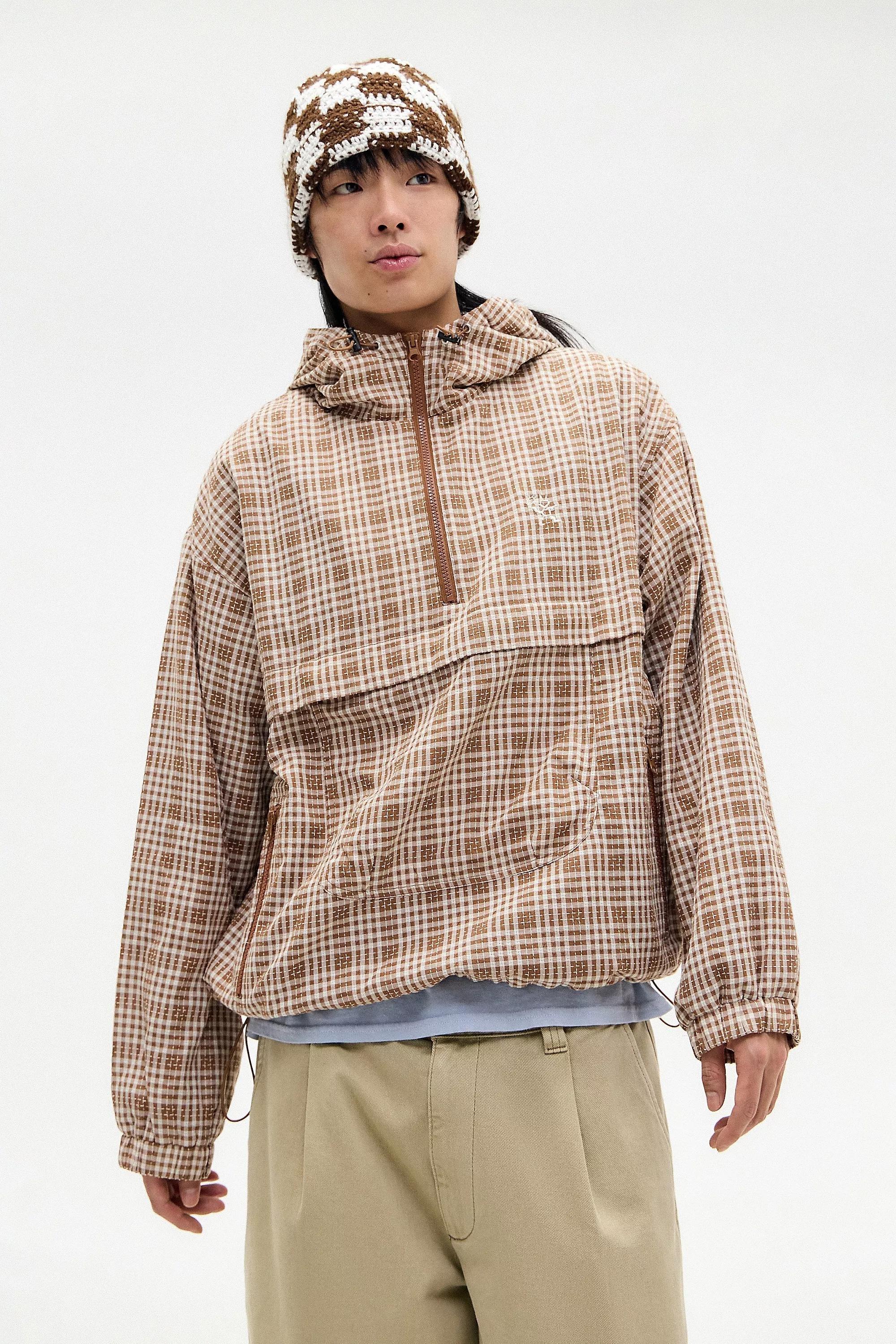Brown Ayker Checked Textured Anorak, , large image number 0