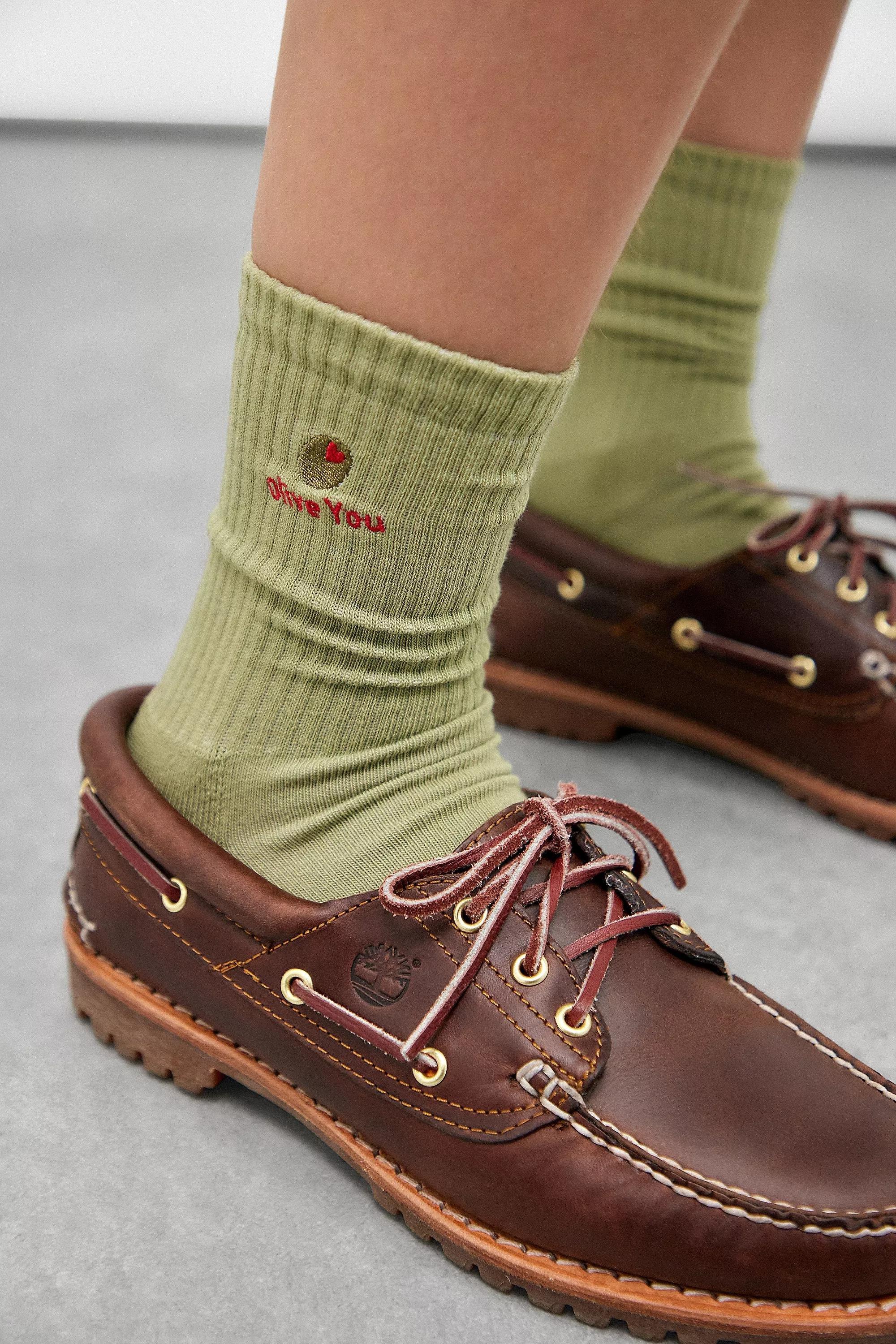 Olive Out From Under Olive You Novelty Socks, OLIVE, medium