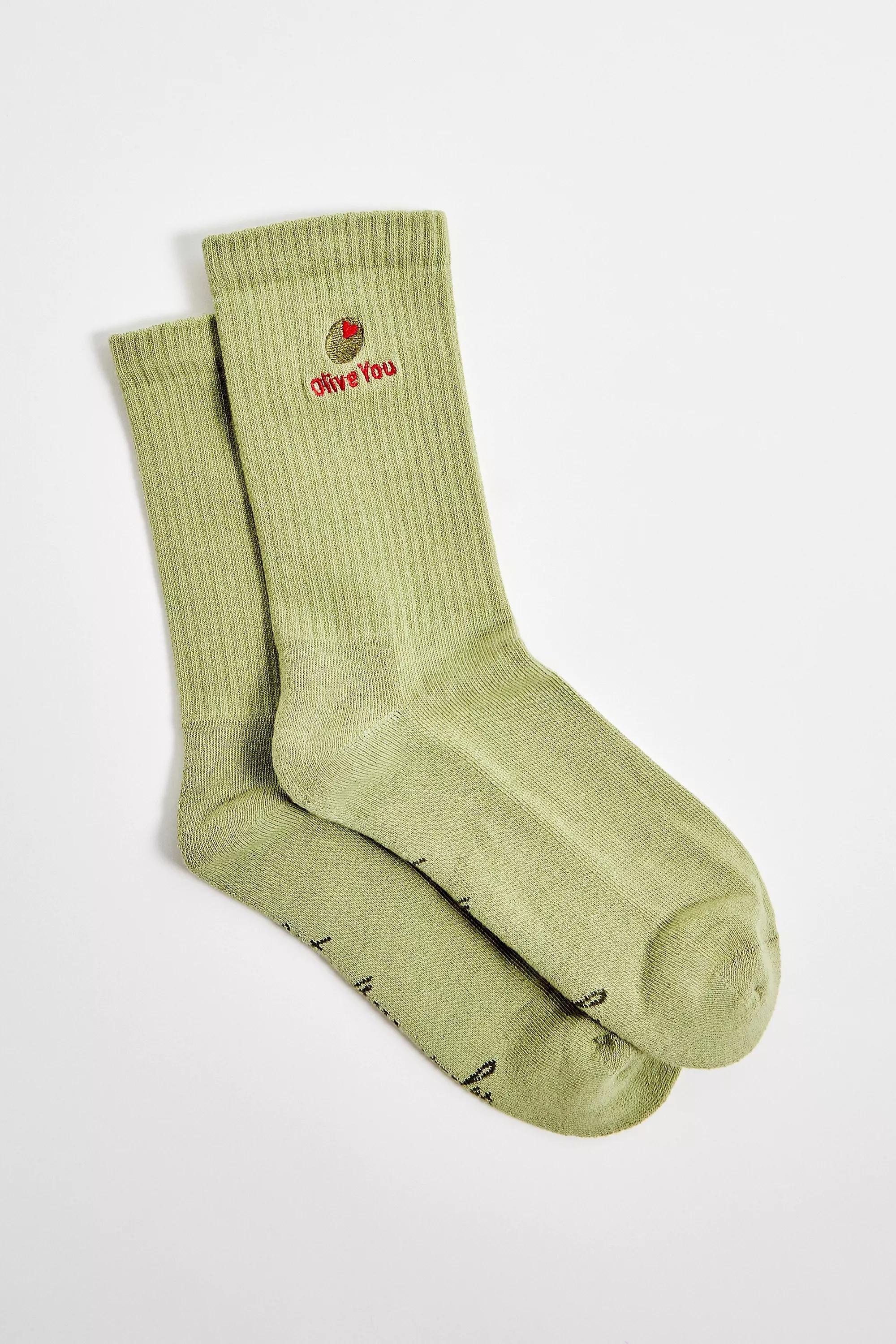 Olive Out From Under Olive You Novelty Socks, OLIVE, large image number 2