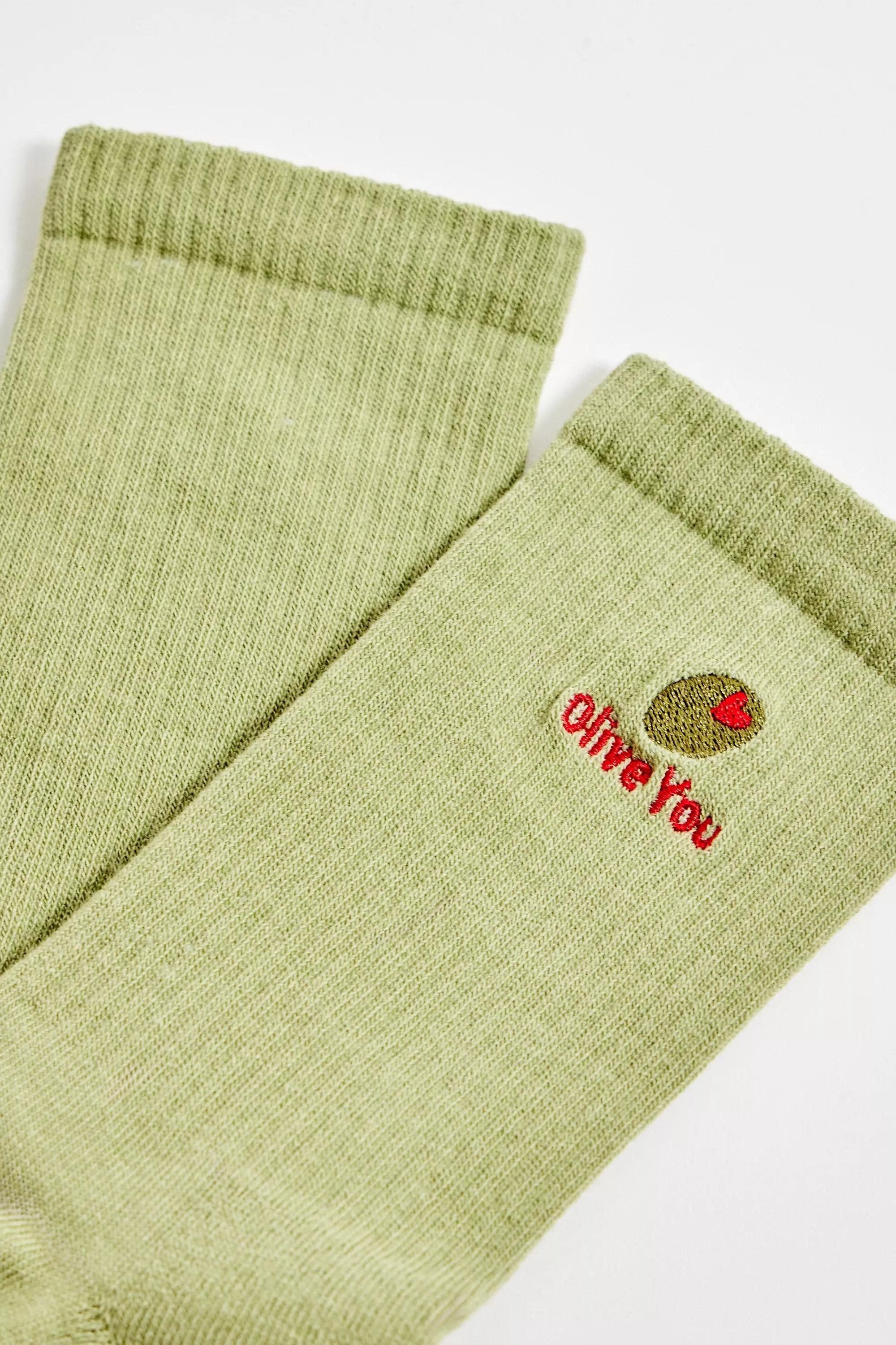 Olive Out From Under Olive You Novelty Socks, OLIVE, large image number 3