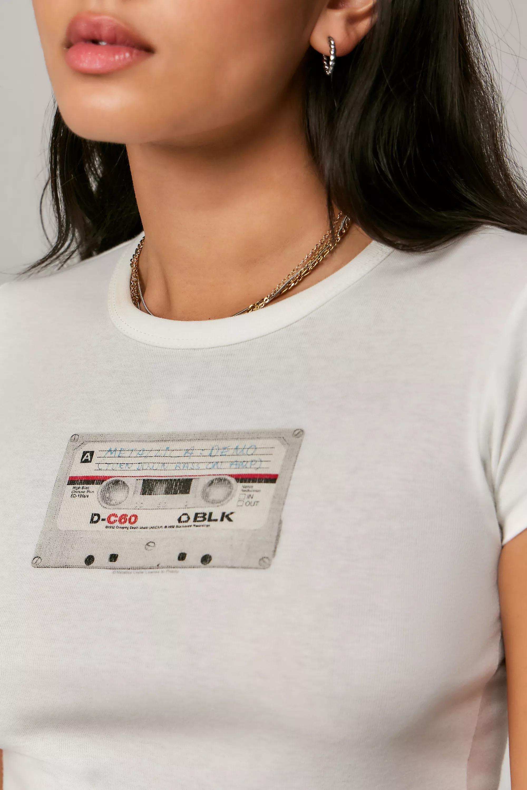 White Uo Metallica Cassette Baby T-Shirt, , large image number 1