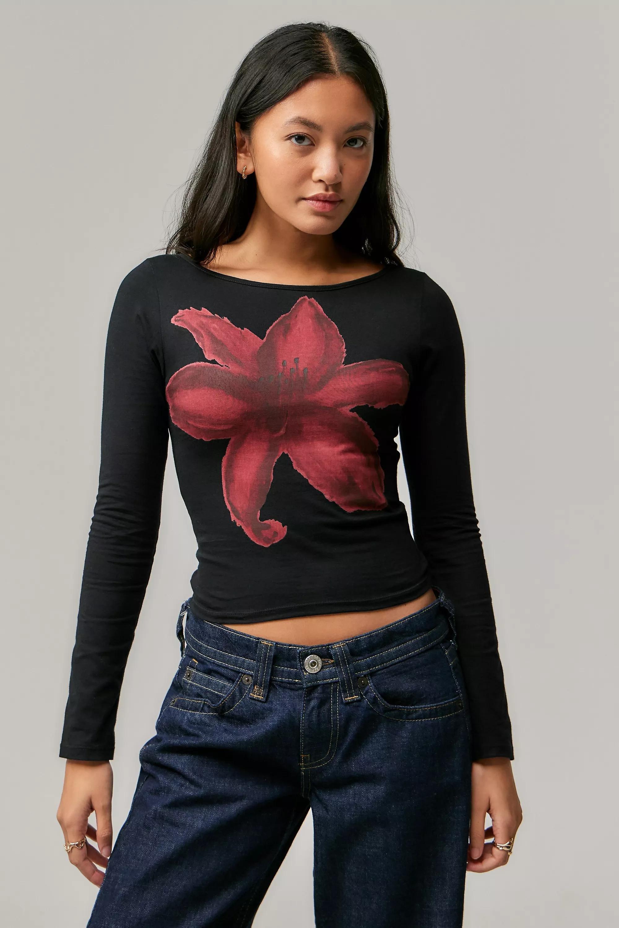 Black Motel Uo Exclusive Ambon Floral Top, , large image number 0