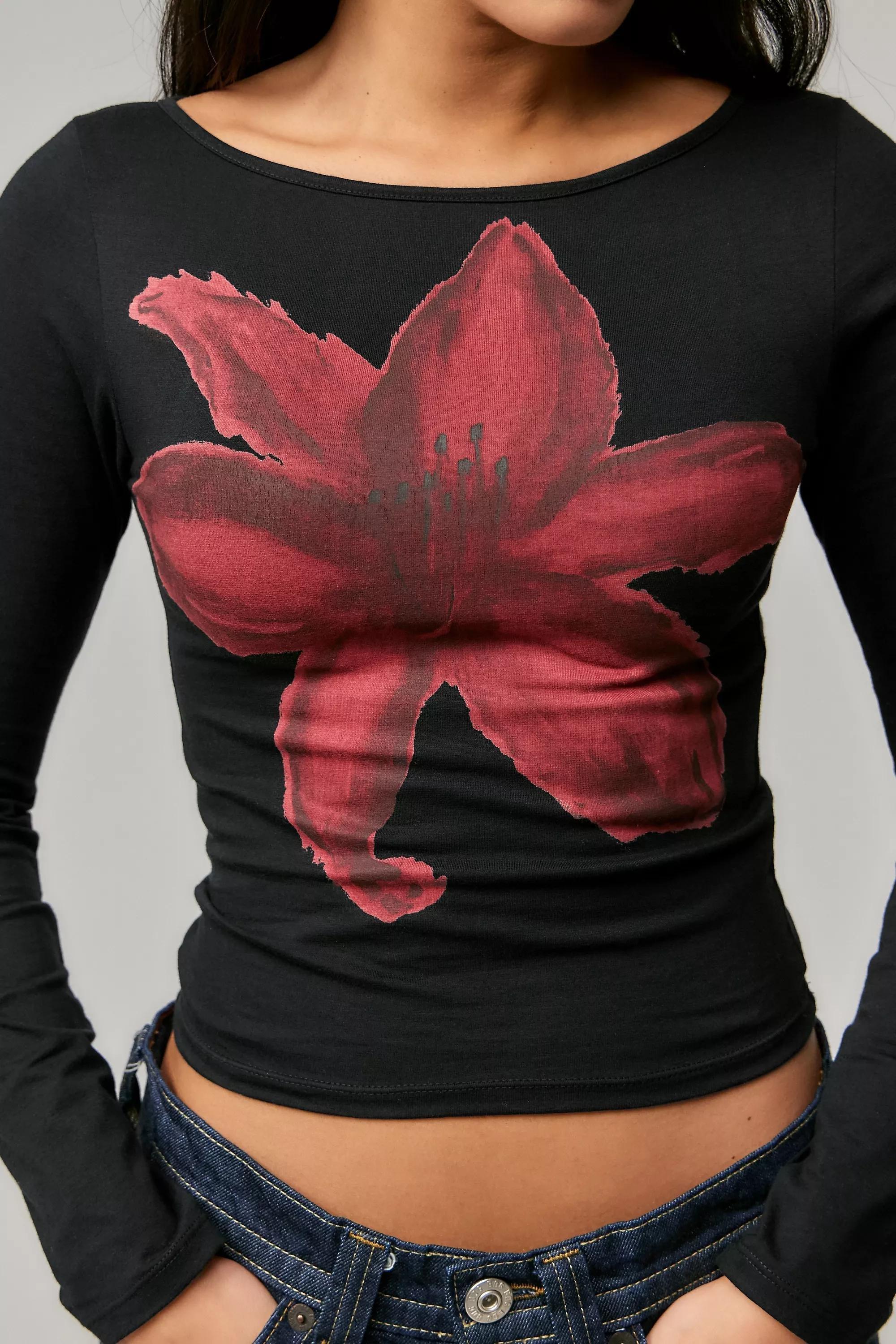 Black Motel Uo Exclusive Ambon Floral Top, , large image number 2