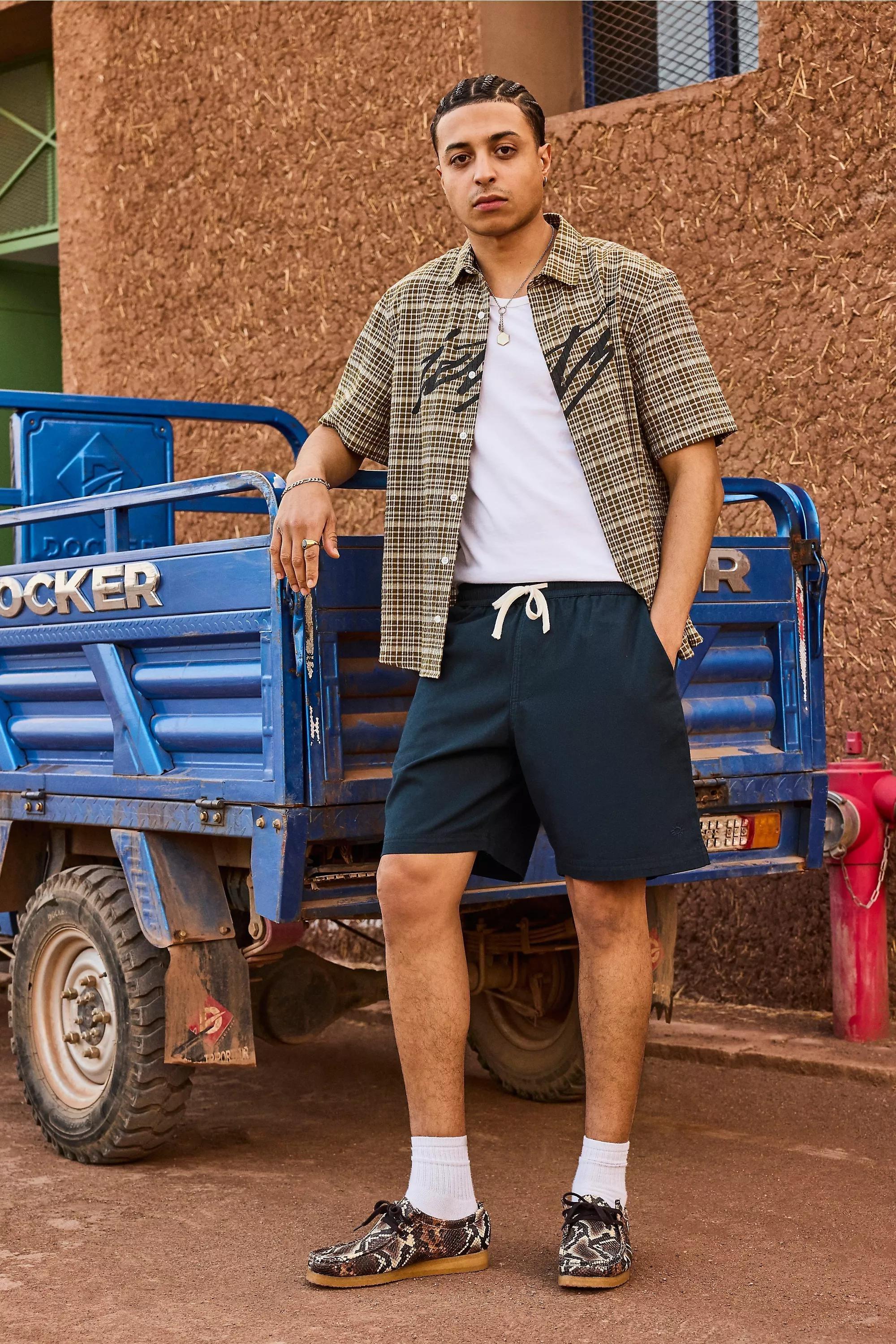 Navy Ayker Navy Twill Shorts, , large image number 1
