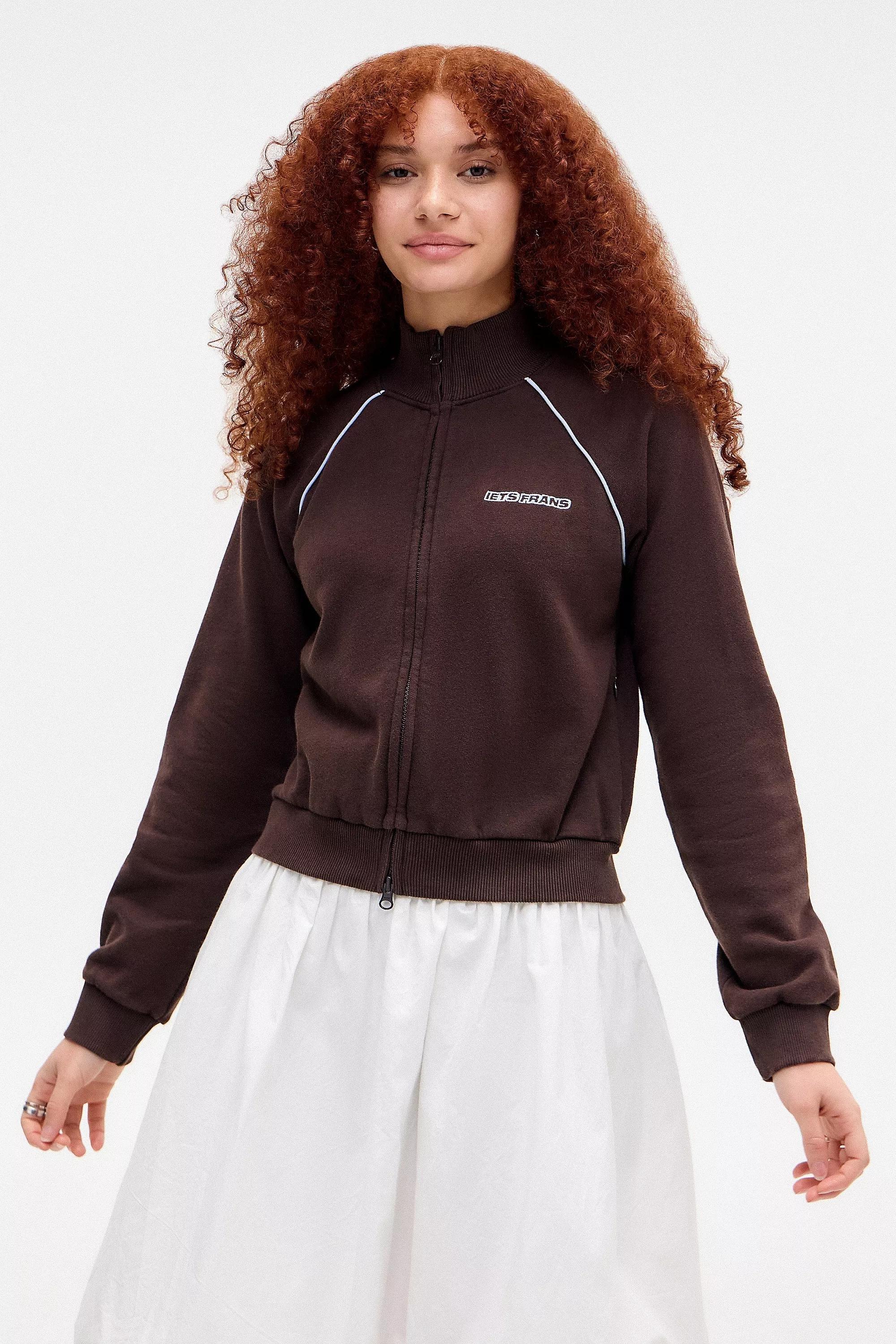 Brown Iets Frans... Ally Shrunken Track Top, , large image number 0