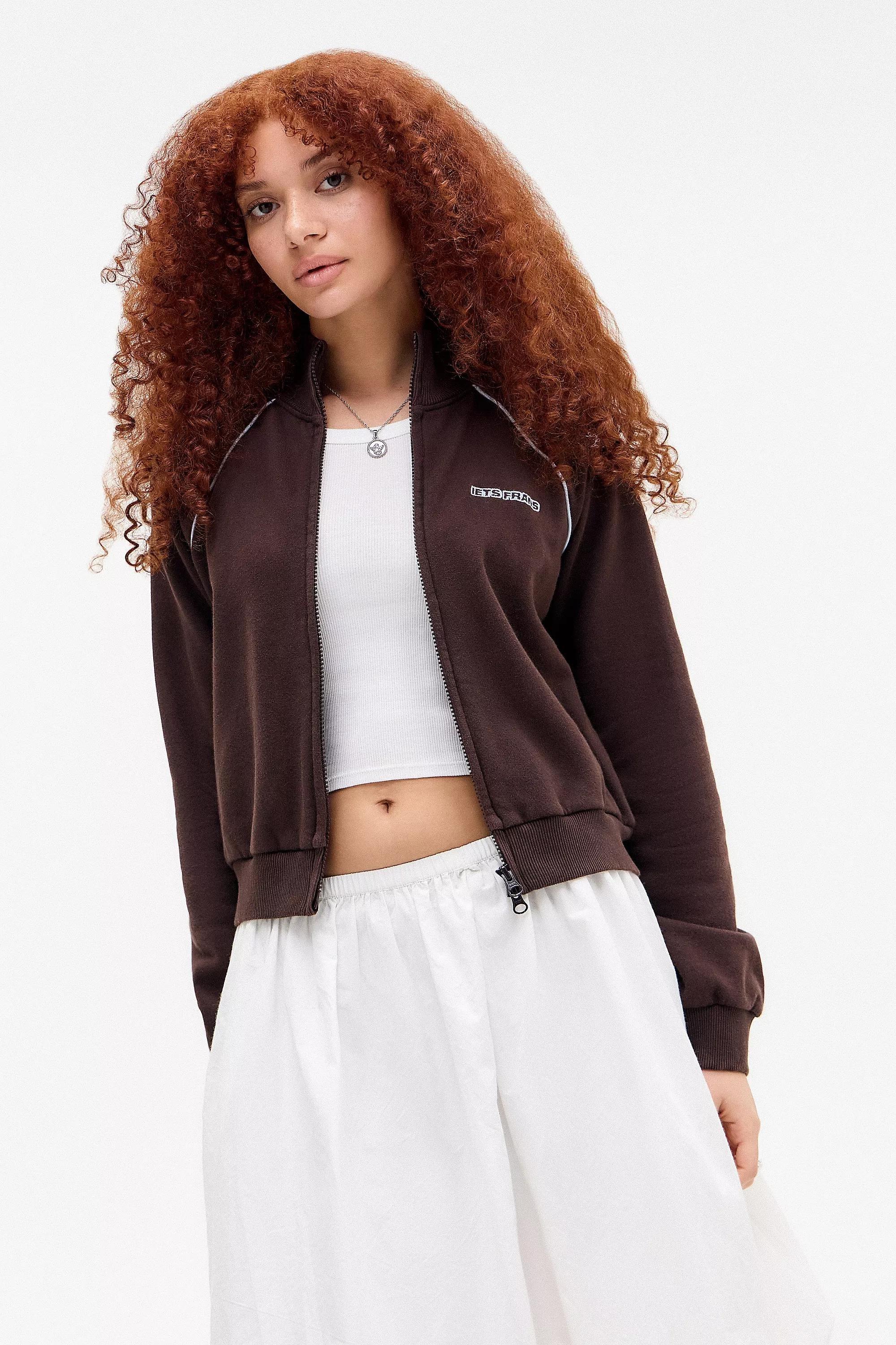 Brown Iets Frans... Ally Shrunken Track Top, , large image number 4