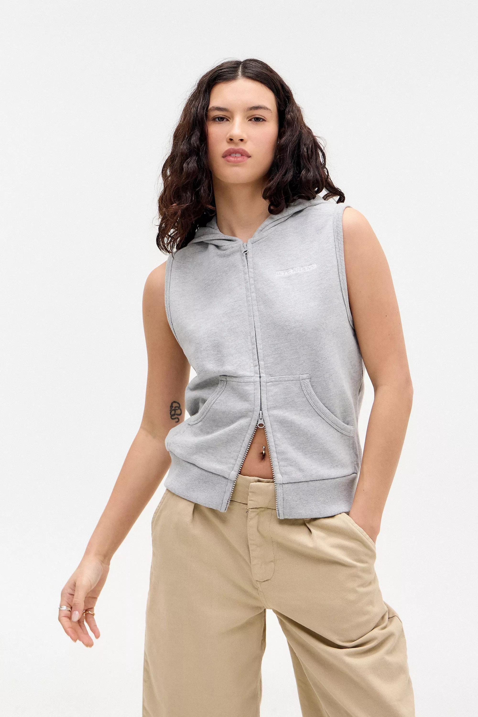 Grey Iets Frans... Sleeveless Zip-Through Hoodie, , large image number 1
