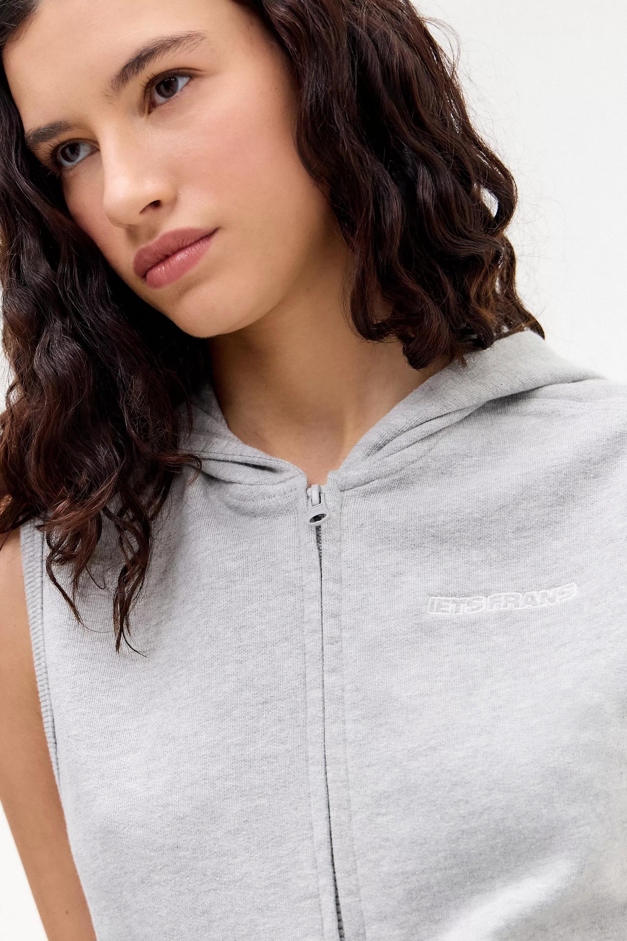 Grey Iets Frans... Sleeveless Zip-Through Hoodie, , large image number 2