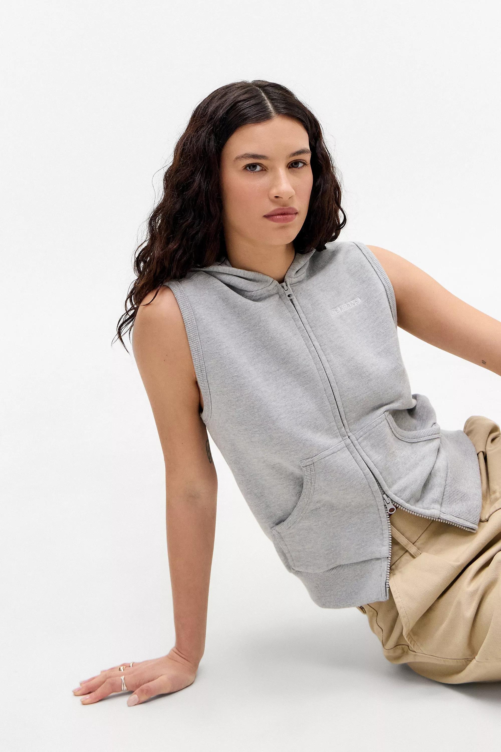 Grey Iets Frans... Sleeveless Zip-Through Hoodie, , large image number 4