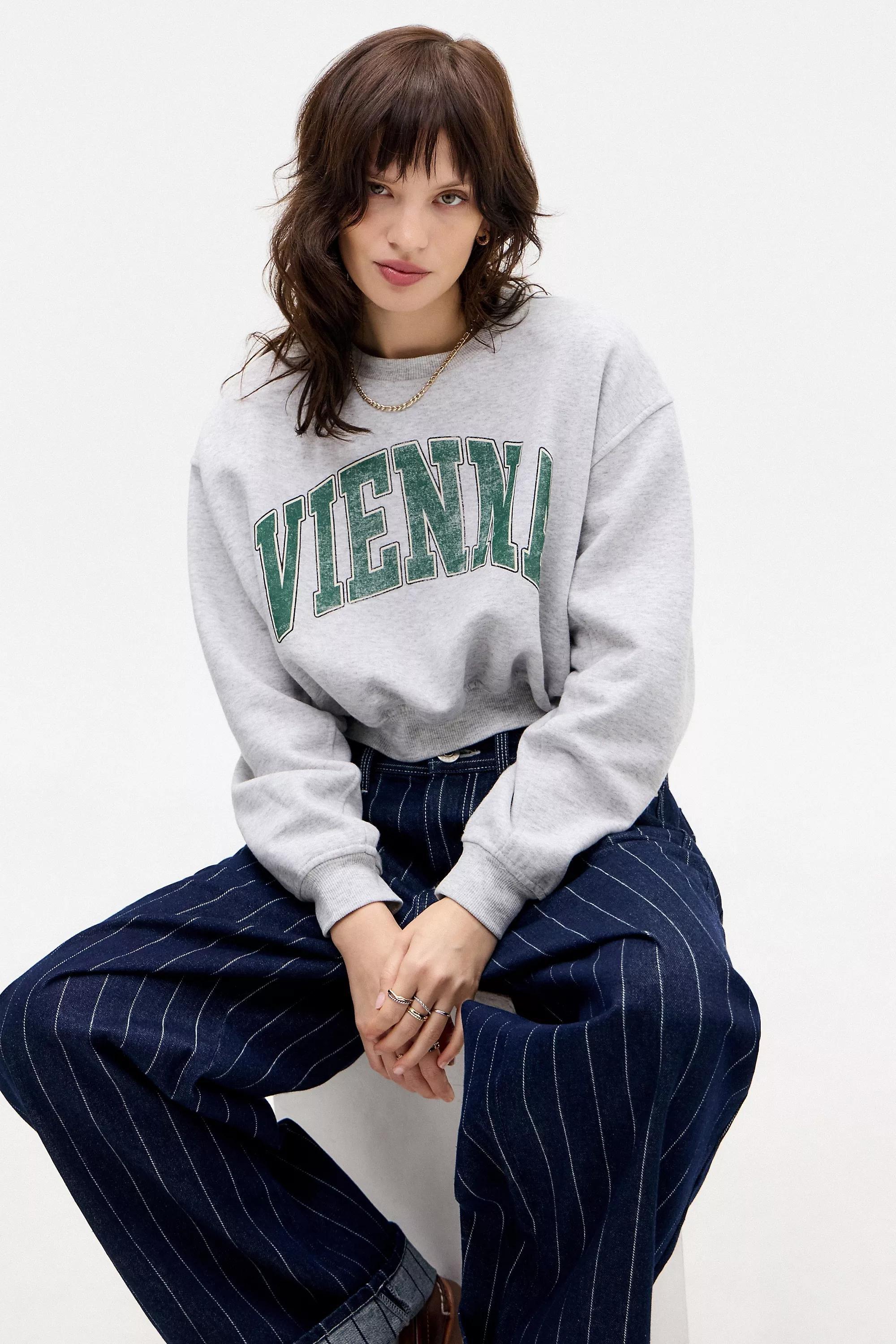 Grey Uo Vienna Super Crop Sweatshirt, , large image number 0