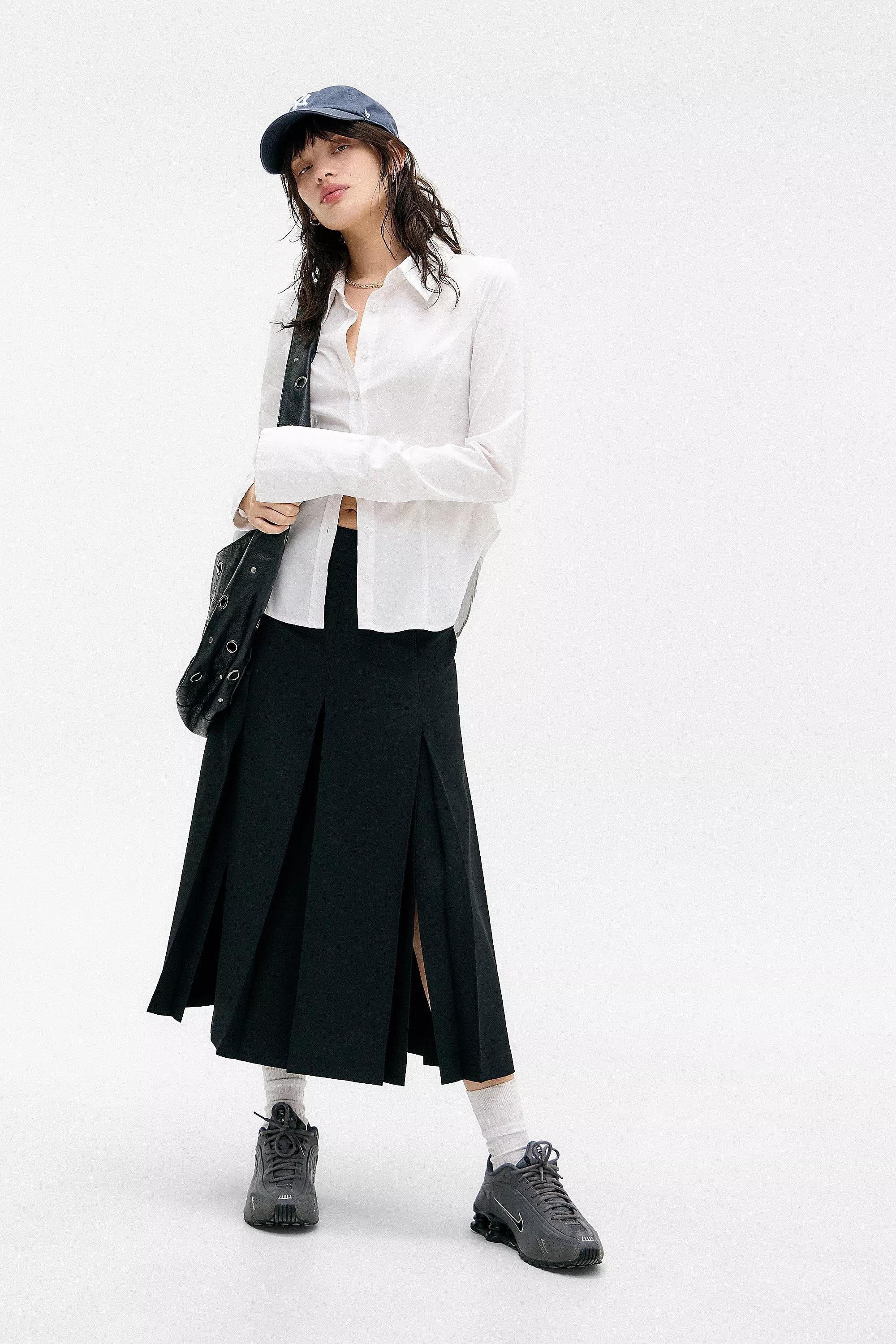 Black Archive At Uo Merrill Pleated Midi Skirt, , large image number 1