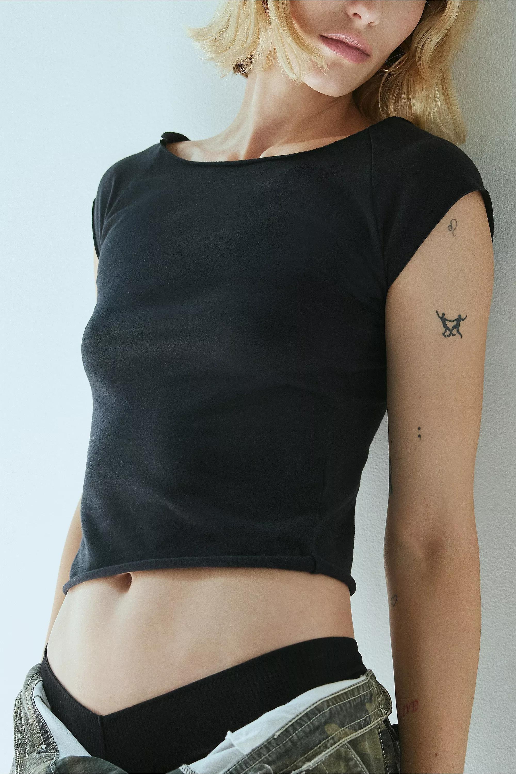 Black Uo Boat Neck T-Shirt, , large image number 2