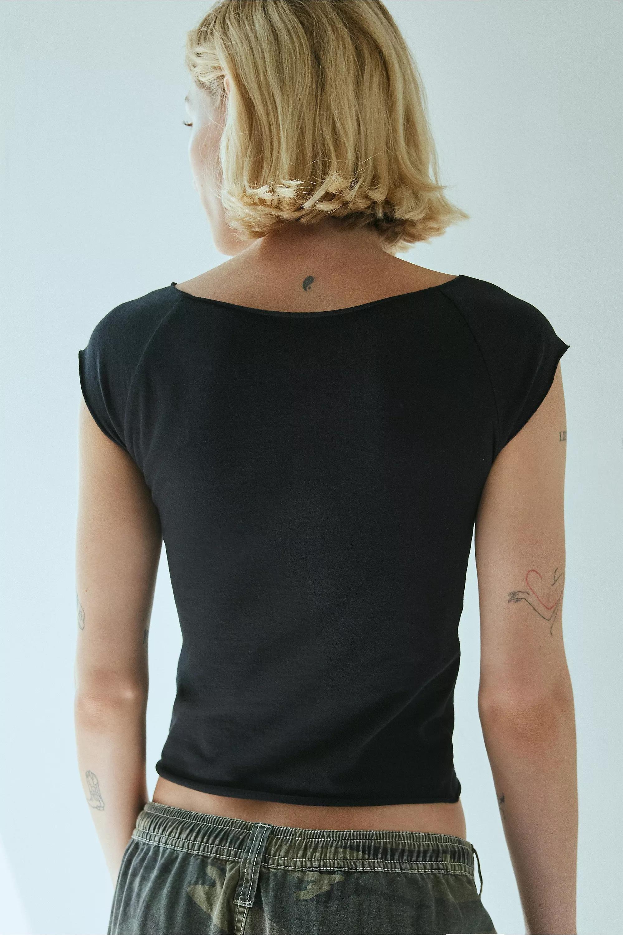 Black Uo Boat Neck T-Shirt, , large image number 3